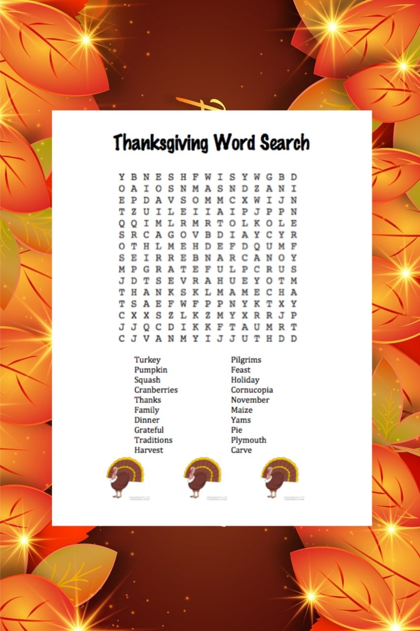 Free Printable Thanksgiving Word Search Free Printable Thanksgiving Word Search