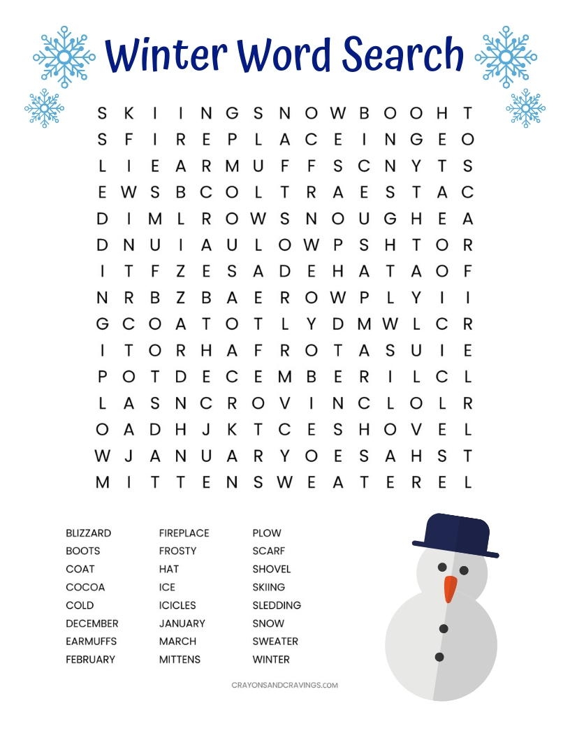 Printable Winter Word Search AllFreeKidsCrafts Printable Winter Word Search AllFreeKidsCrafts