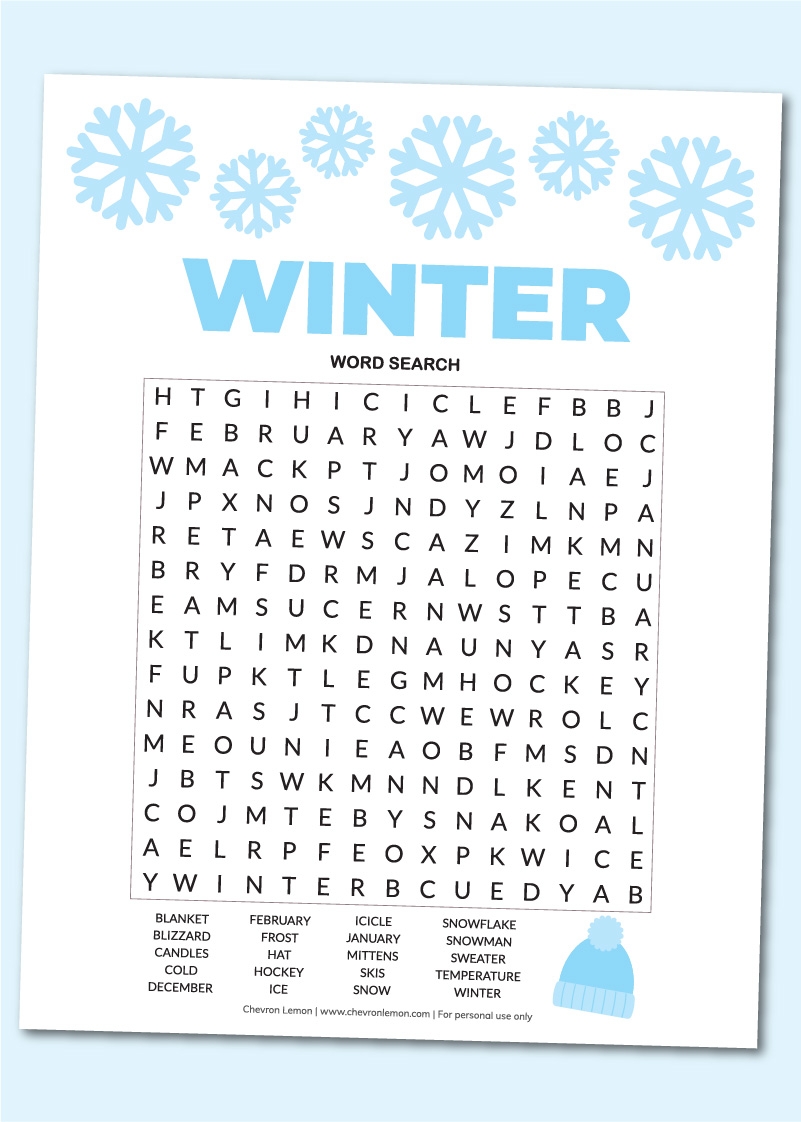 Winter Word Searches Printable Winter Word Searches Printable