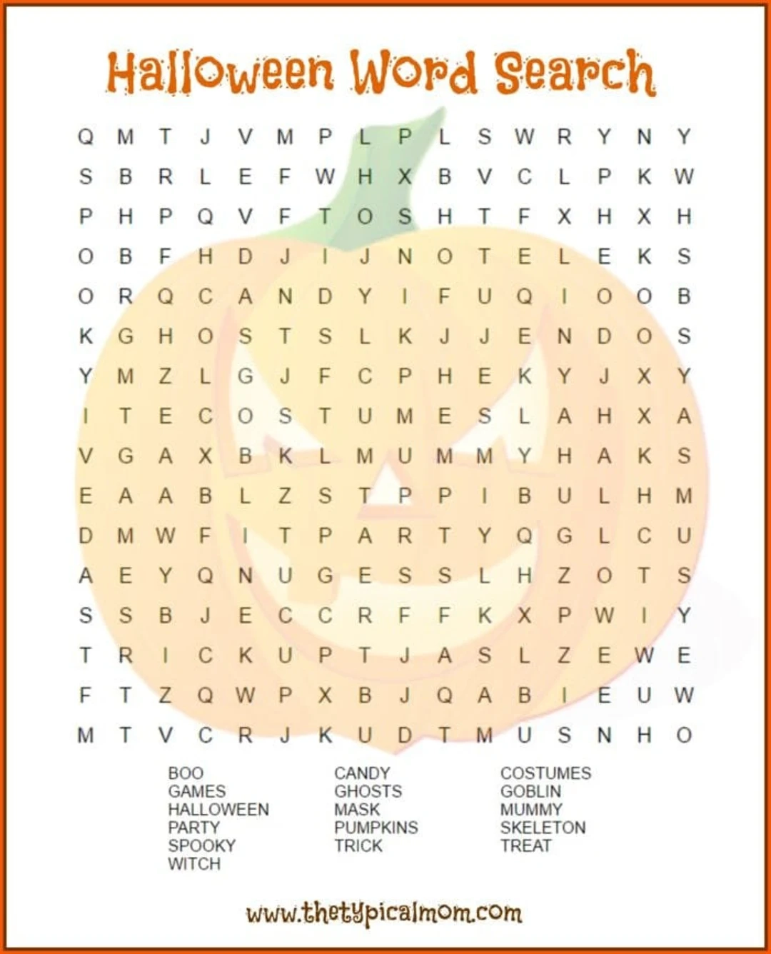 Pumpkin Halloween Word Search Printable Etsy Australia Pumpkin Halloween Word Search Printable Etsy Australia
