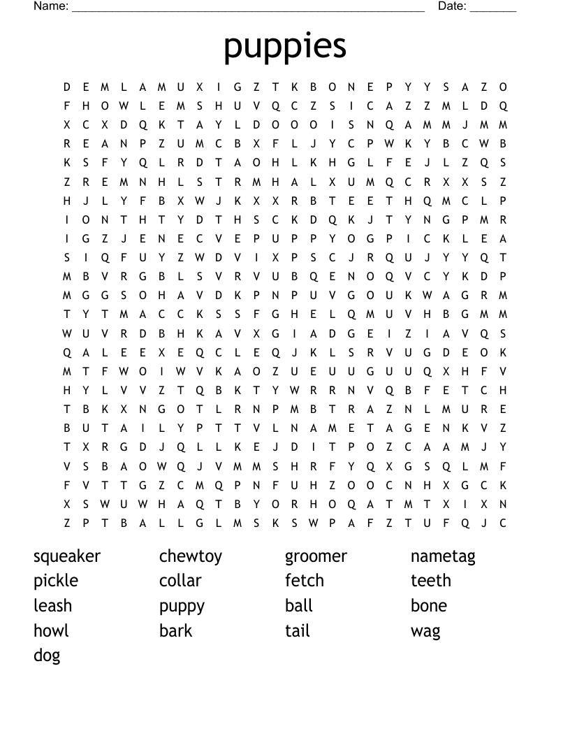 Puppies Word Search WordMint Puppies Word Search WordMint