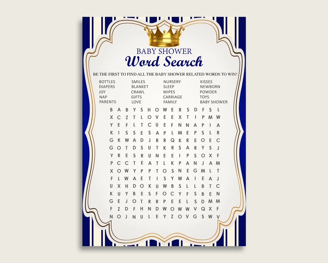 Royal Prince Word Search Game Blue Gold Baby Shower Word Search Cards Printable Boy Baby Shower Activities Hidden Words Instant Rp001 Etsy Royal Prince Word Search Game Blue Gold Baby Shower Word Search Cards Printable Boy Baby Shower Activities Hidden Words Instant Rp001 Etsy