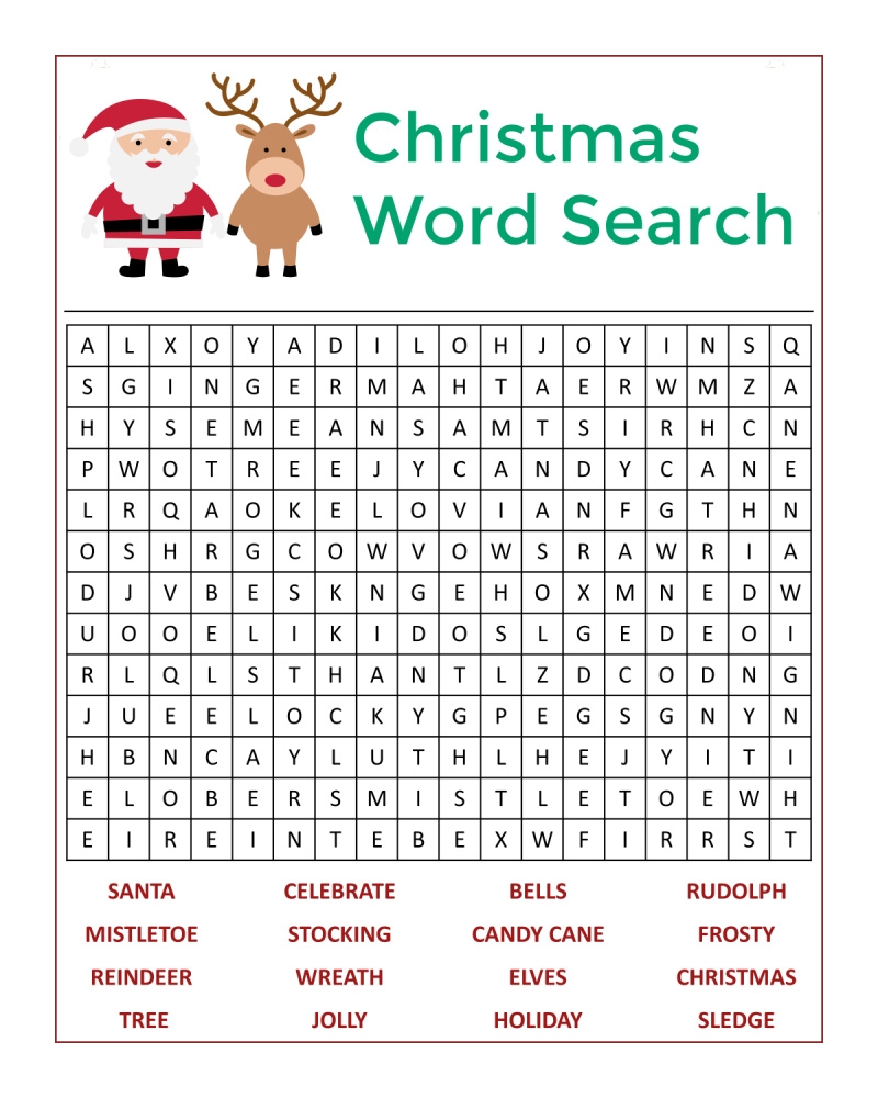 Christmas Word Search Printable
