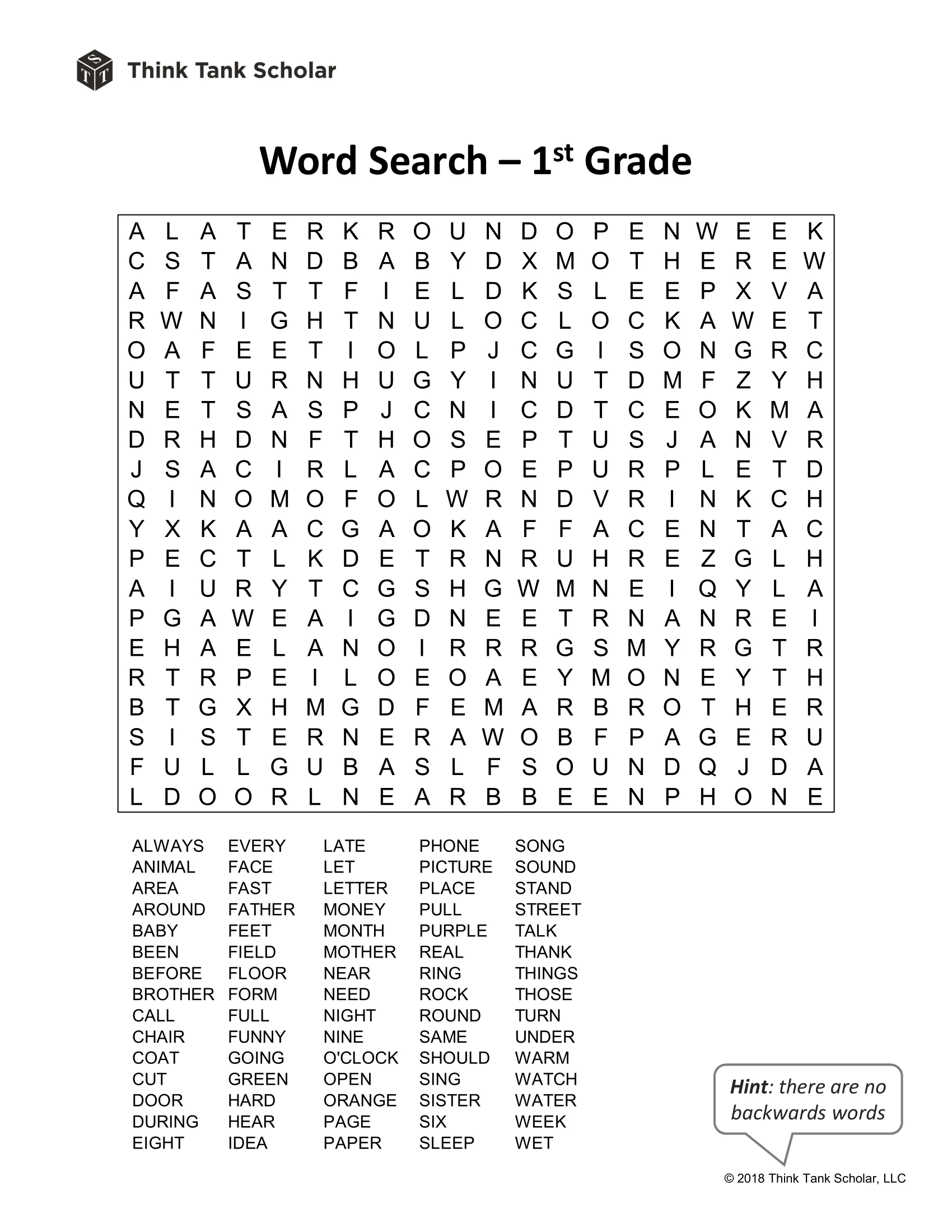 Sight Words Worksheet FREE Word Search 1st Grade Printable Think Tank Scholar Sight Words Worksheet FREE Word Search 1st Grade Printable Think Tank Scholar