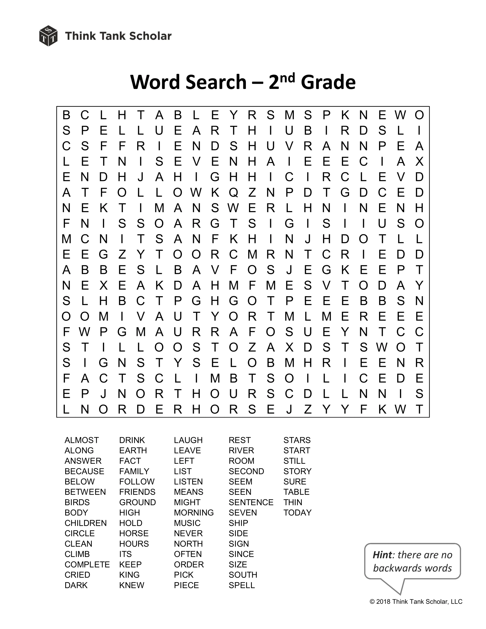 Sight Words Worksheet FREE Word Search 2nd Grade Printable Think Tank Scholar Sight Words Worksheet FREE Word Search 2nd Grade Printable Think Tank Scholar