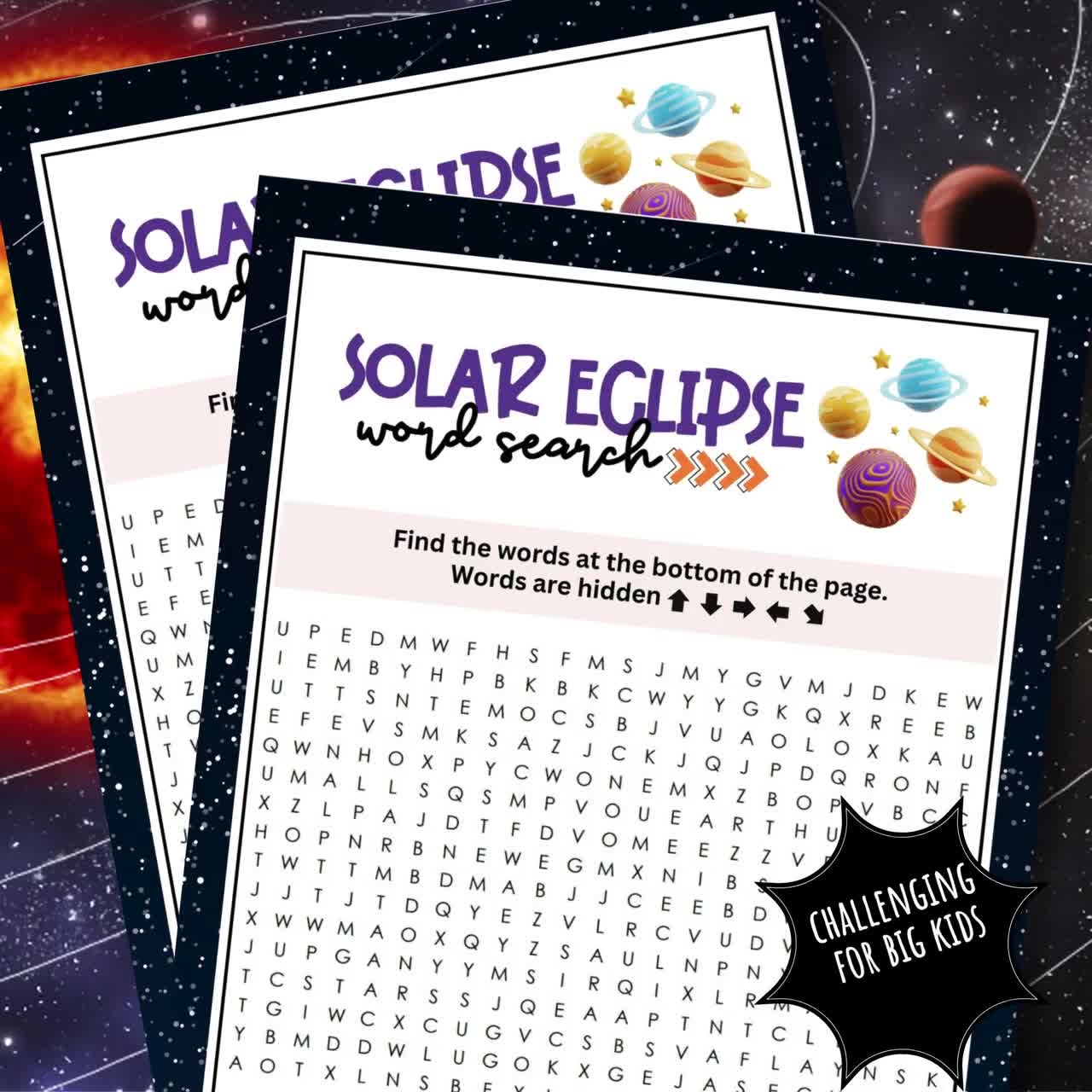 Solar Eclipse Word Search HARD Printable PDF Game Activity For Older Kids Teens And Adults To Celebrate Astronomy Science Meteorology Etsy Solar Eclipse Word Search HARD Printable PDF Game Activity For Older Kids Teens And Adults To Celebrate Astronomy Science Meteorology Etsy