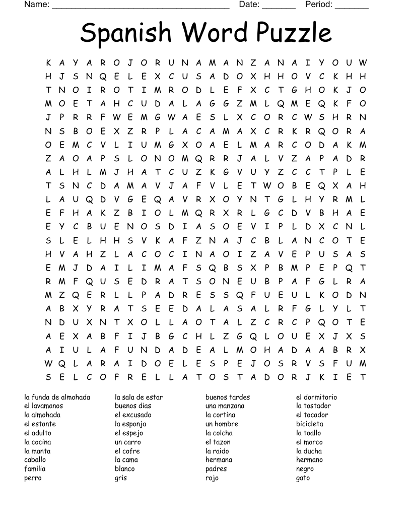 Printable Word Searches For Adults In Spanish