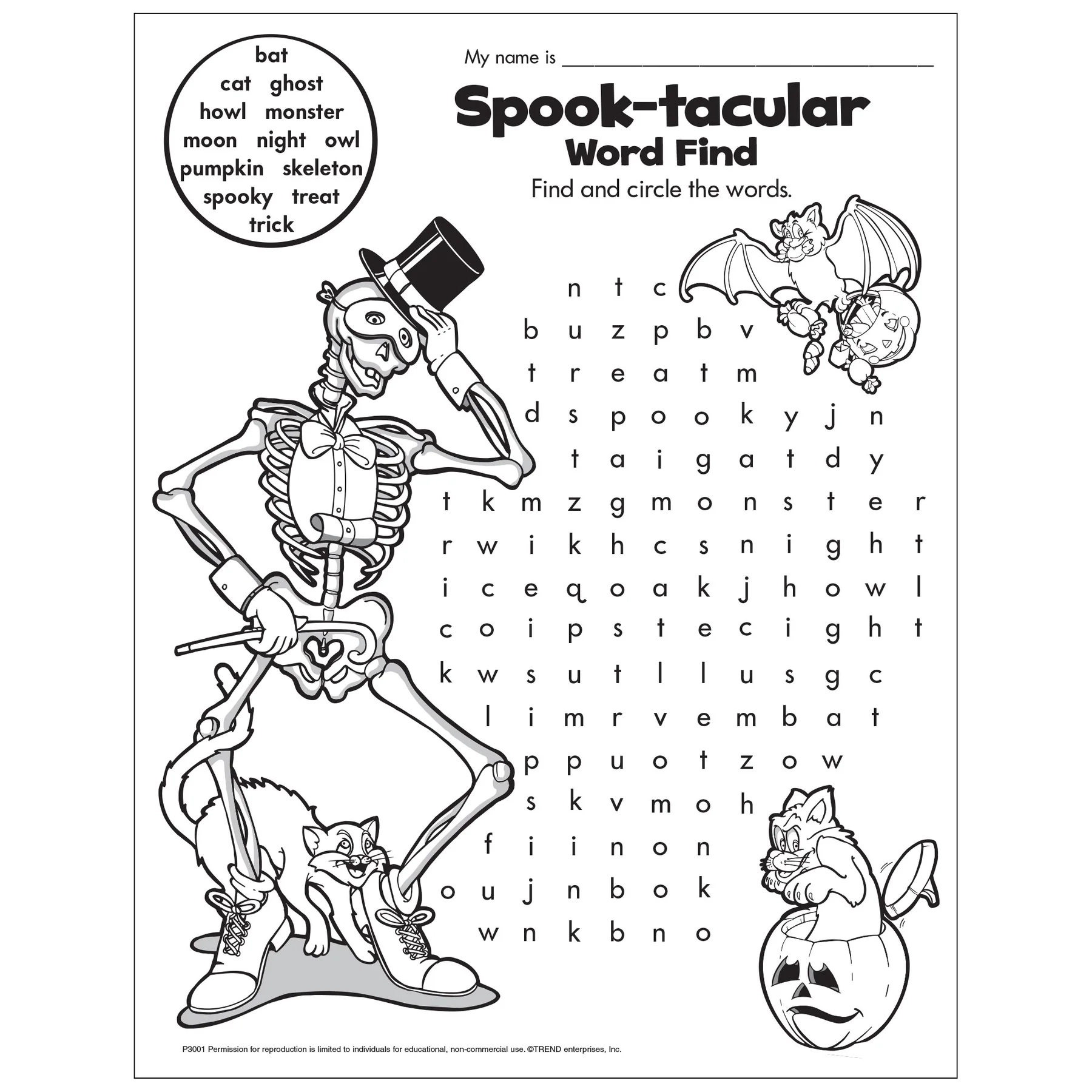 Spook tacular Halloween Word Find Free Printable TREND Enterprises Inc 