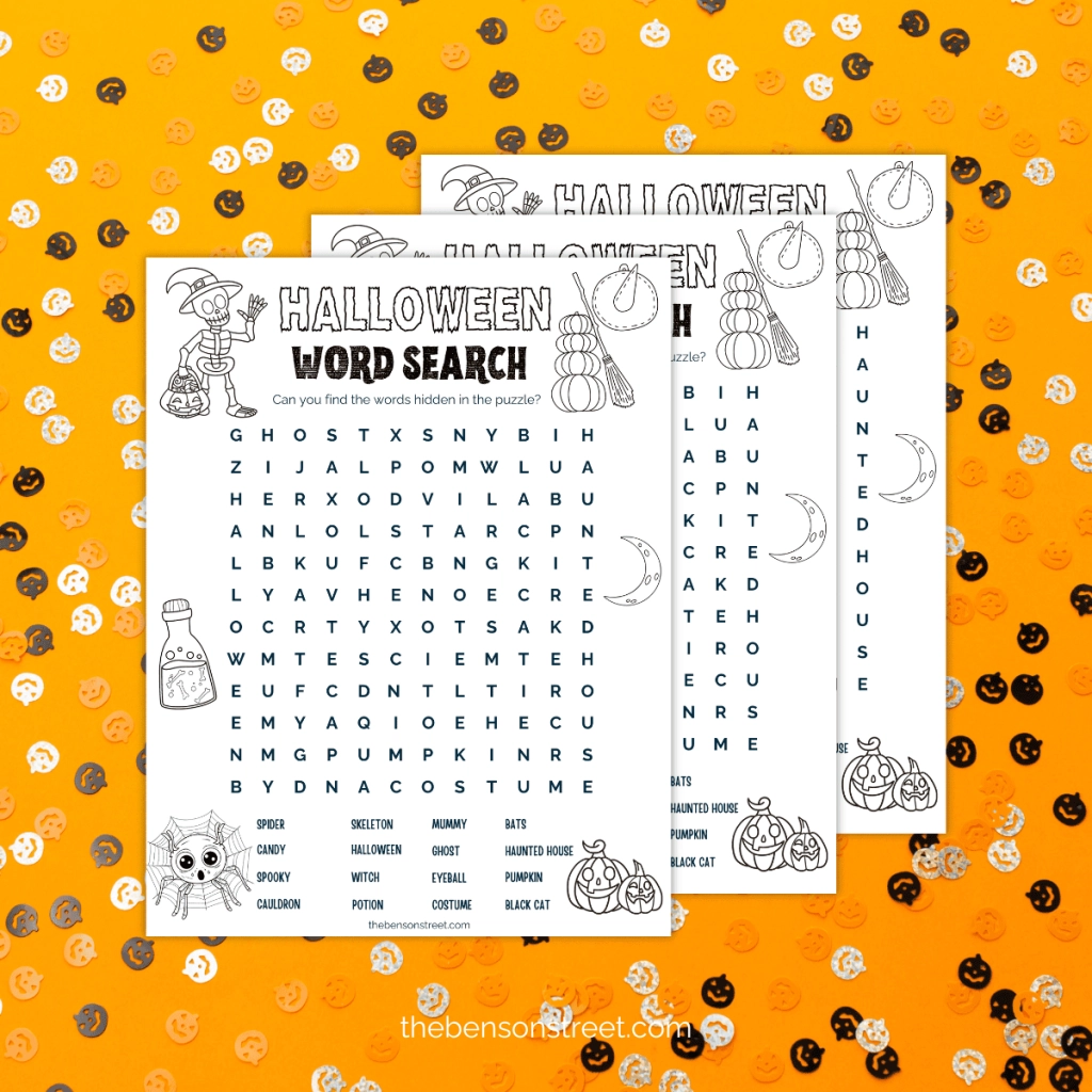Spooky Halloween Word Search For Kids Free Printable The Benson Street