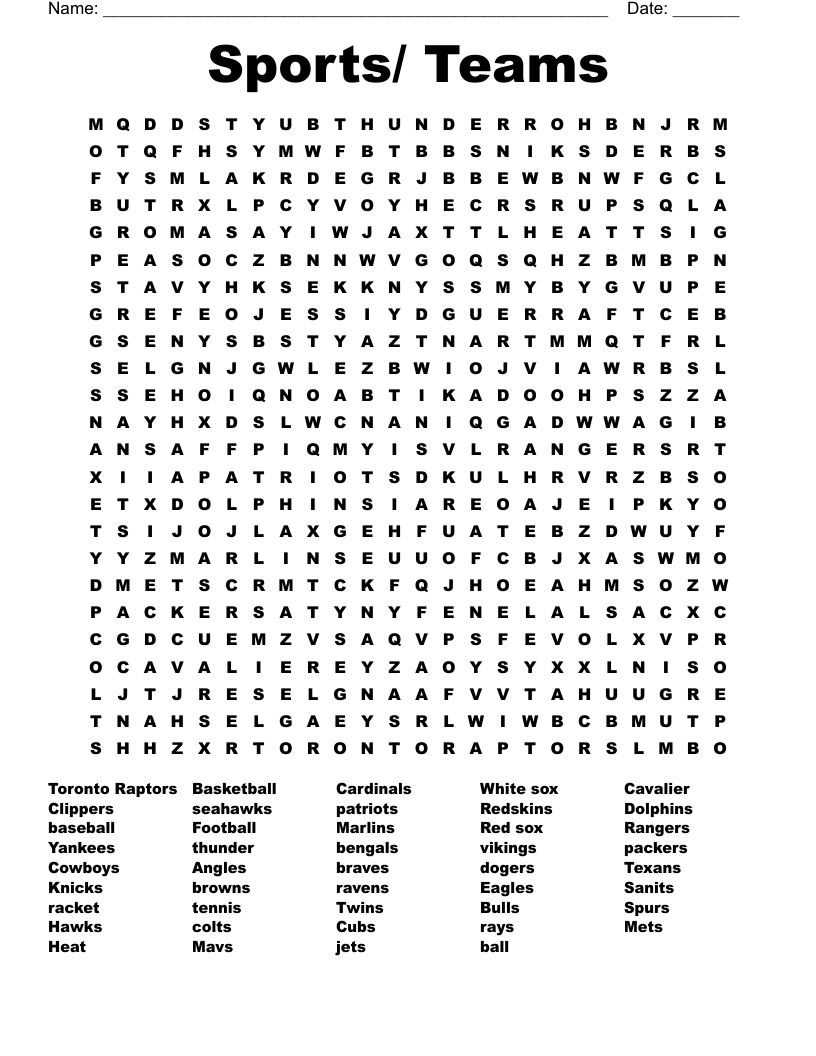Baseball Teams Word Search Printable Baseball Teams Word Search Printable