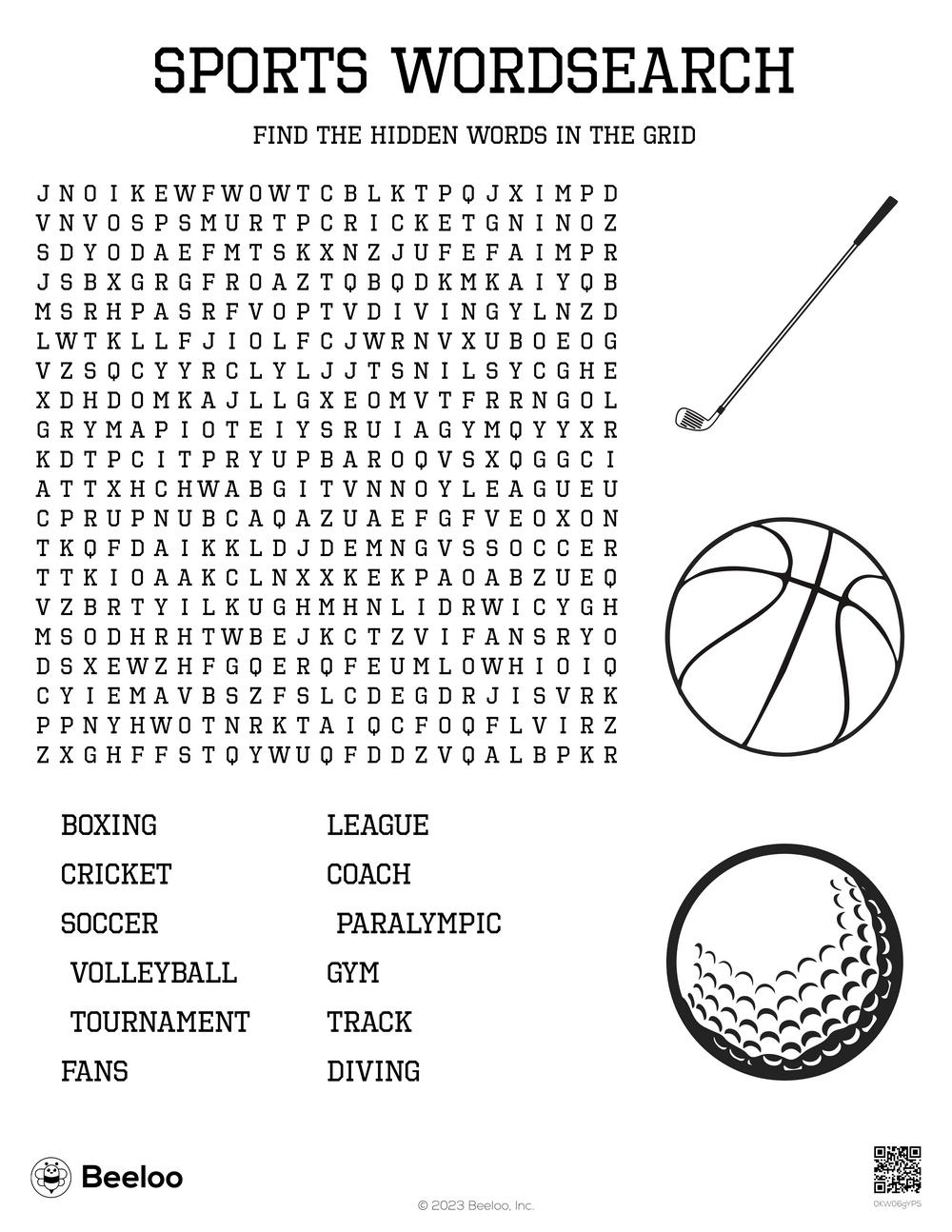 Sports themed Word Searches Beeloo Printable Crafts And Activities For Kids Sports themed Word Searches Beeloo Printable Crafts And Activities For Kids