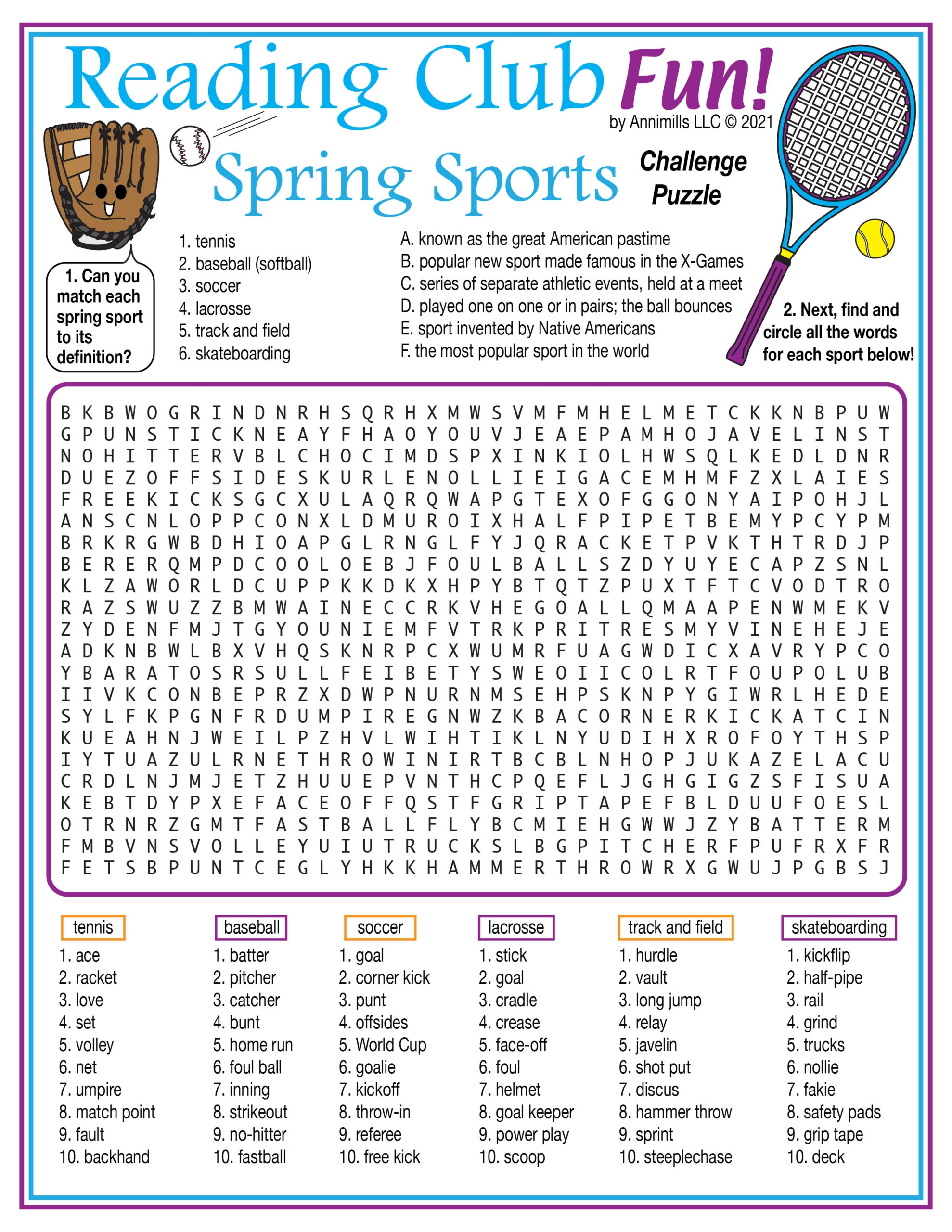 Spring Sports Jumbo Word Search Printable Puzzle Made By Teachers Spring Sports Jumbo Word Search Printable Puzzle Made By Teachers