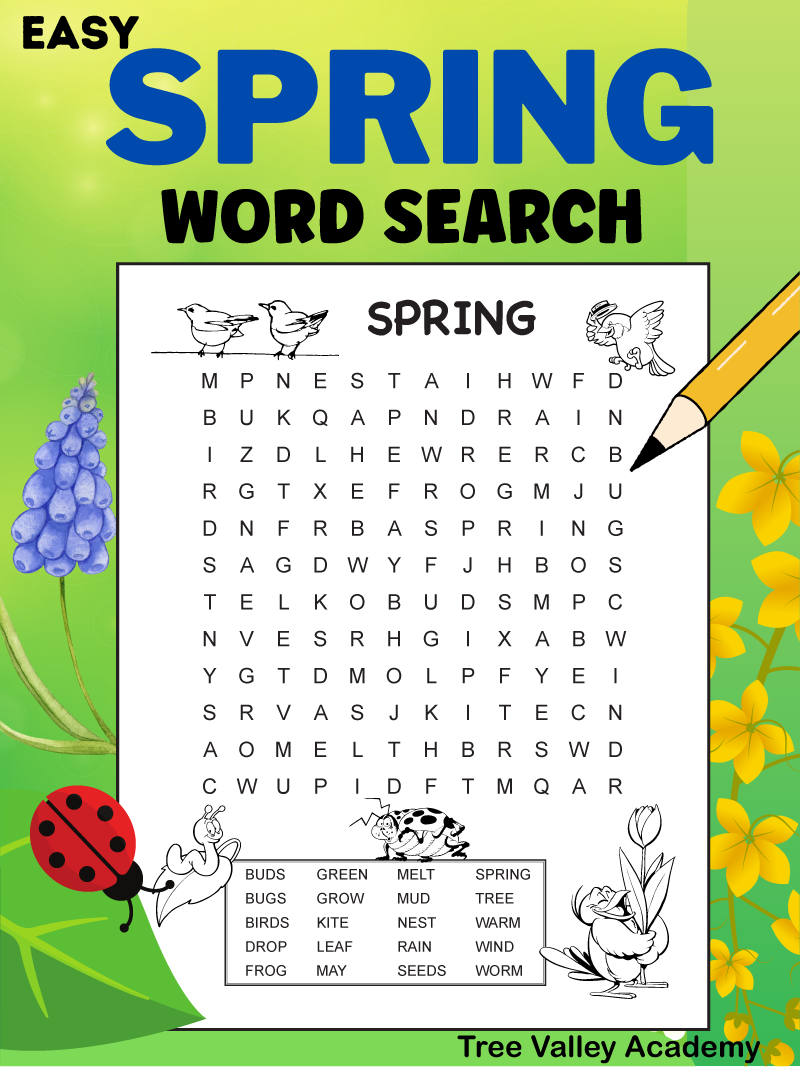 Spring Word Search 1st Grade Tree Valley Academy Spring Word Search 1st Grade Tree Valley Academy