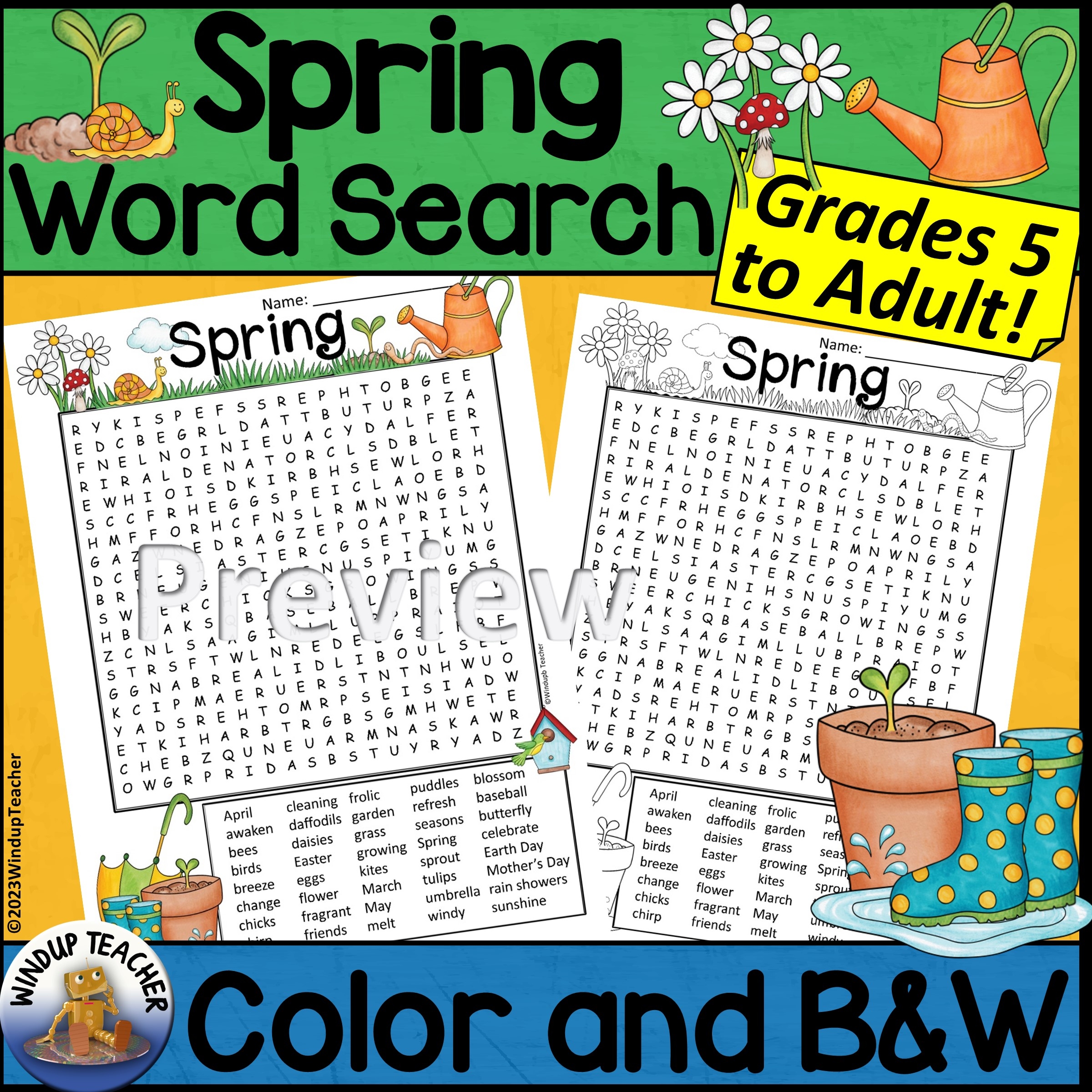 Spring Word Search Printable Difficult