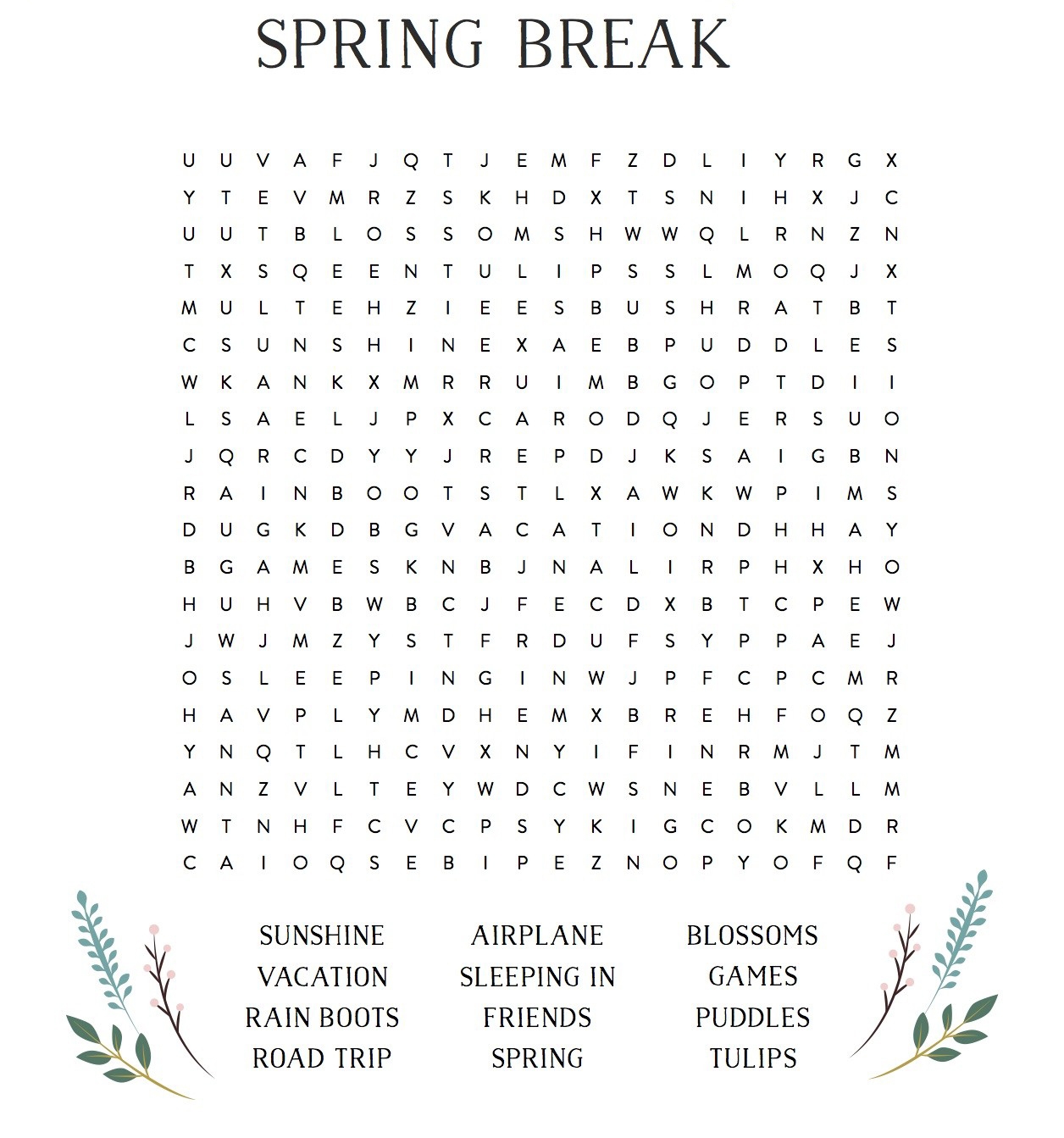 Free Printable Spring Word Searches Free Printable Spring Word Searches