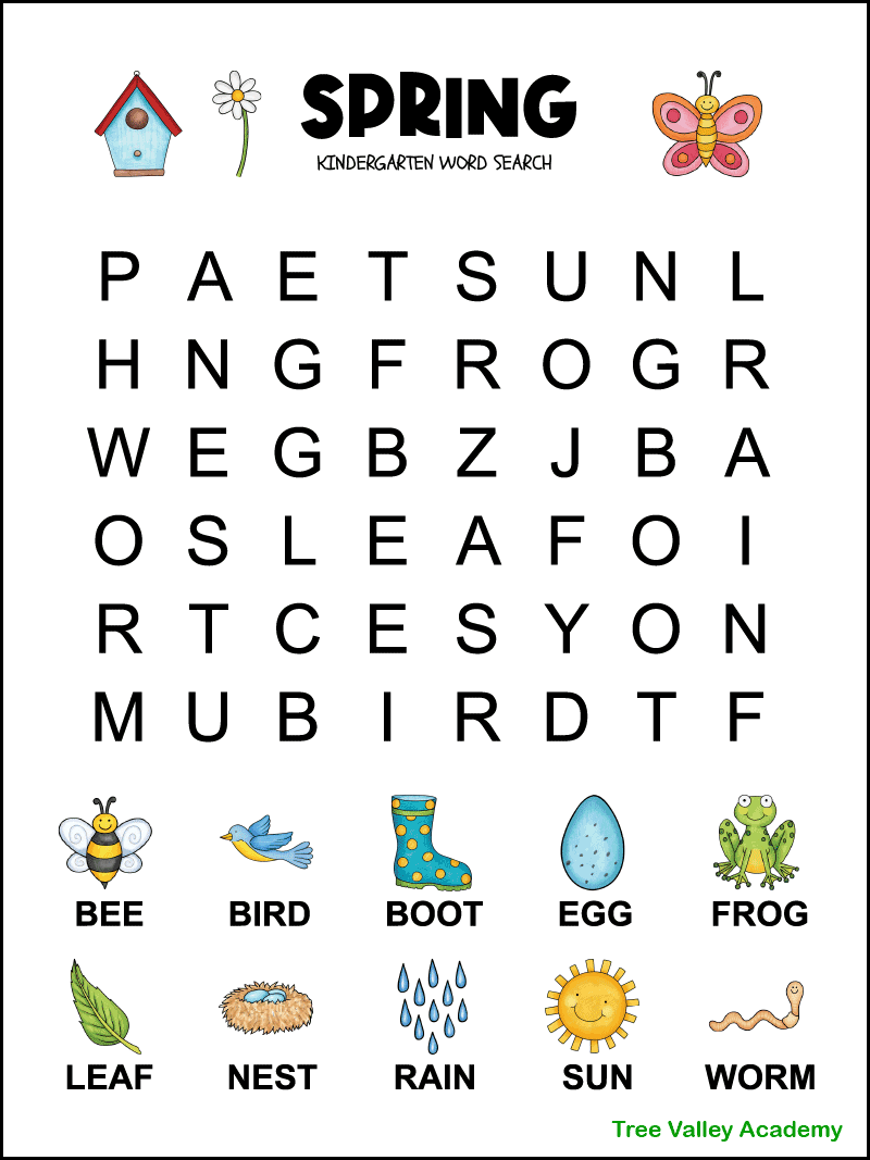 Free Printable Spring Word Search For Kids