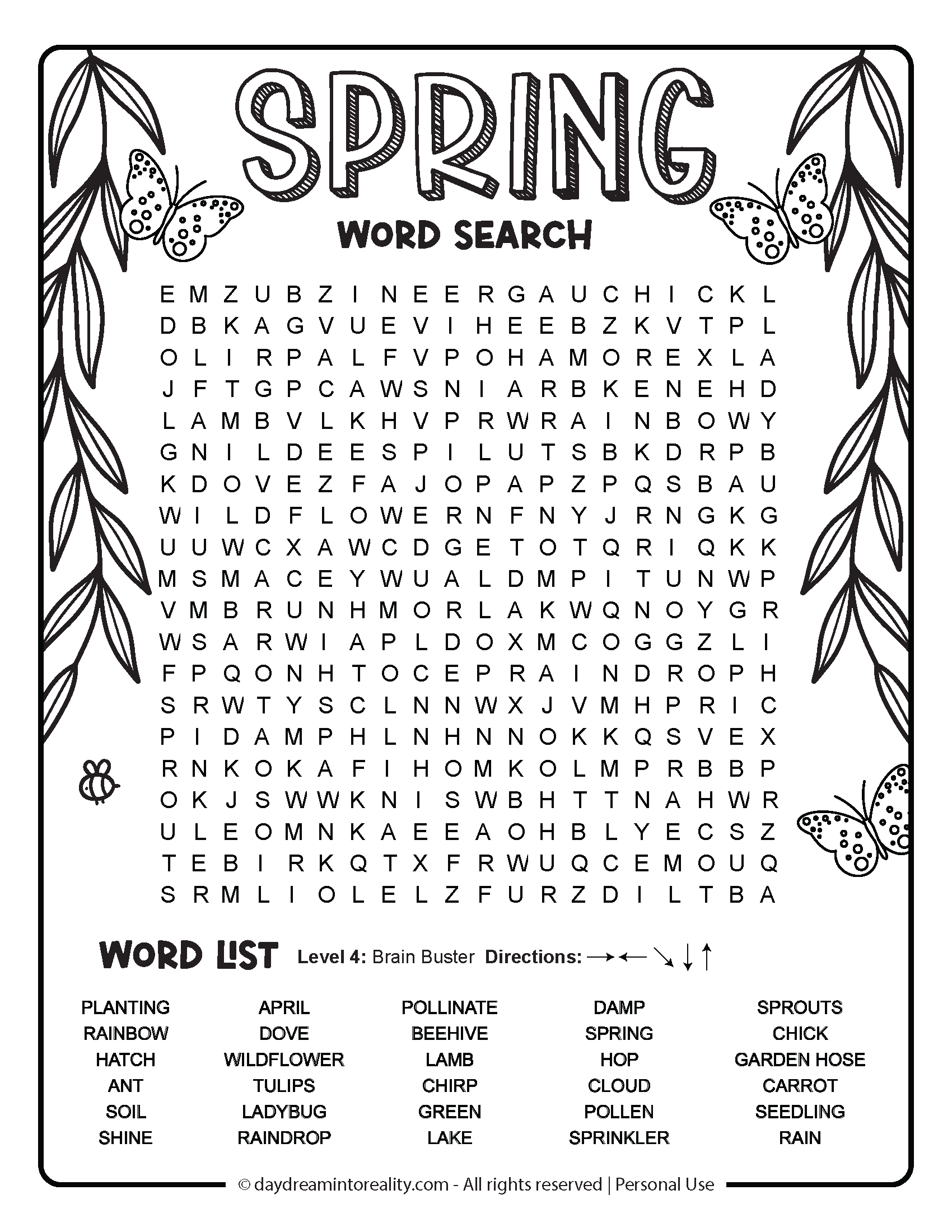Spring Word Search Free PDF Printables 6 Levels Of Difficulty Daydream Into Reality Spring Word Search Free PDF Printables 6 Levels Of Difficulty Daydream Into Reality