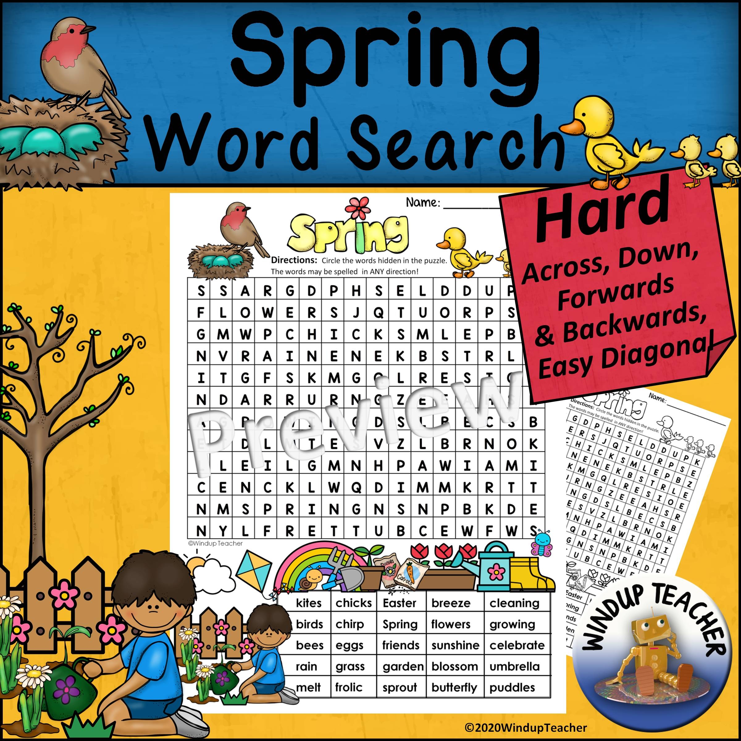 Spring Word Search HARD Puzzle Ready To Go Made By Teachers Spring Word Search HARD Puzzle Ready To Go Made By Teachers