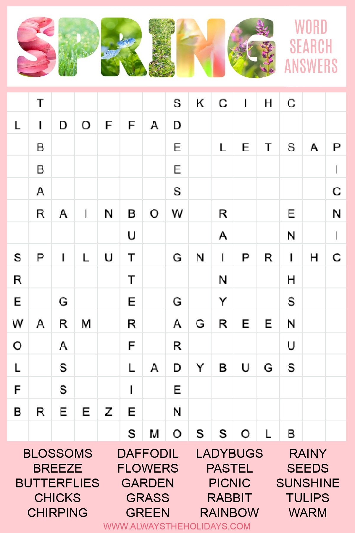 Hard Word Search Printable Spring