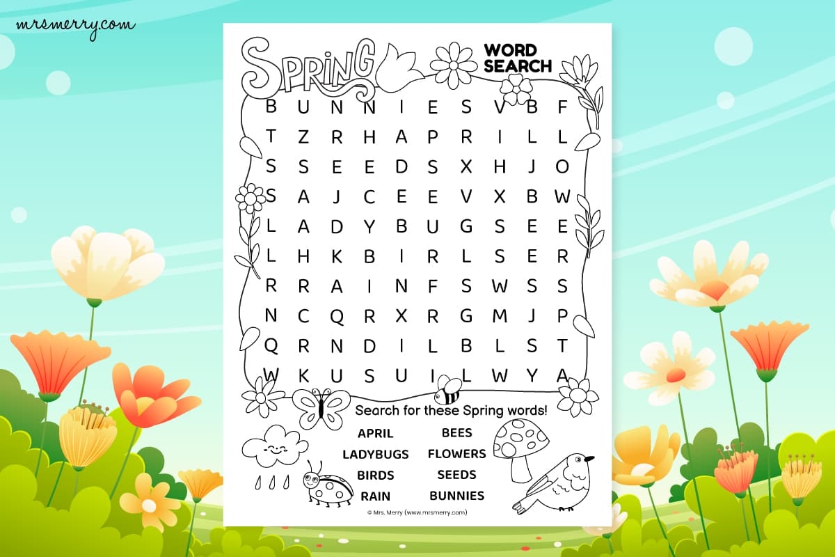 Springtime Word Search Printable Springtime Word Search Printable