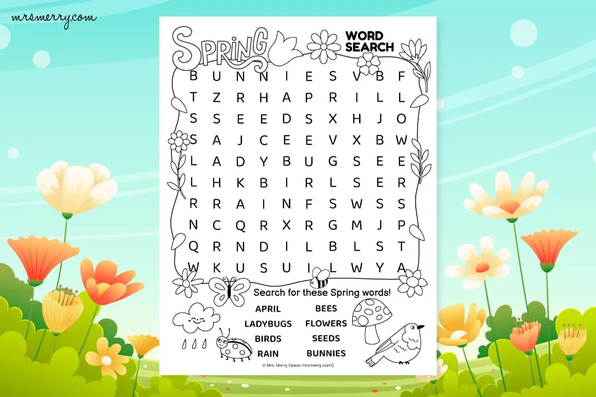 Spring Word Search Puzzle Free Printable Mrs Merry Spring Word Search Puzzle Free Printable Mrs Merry