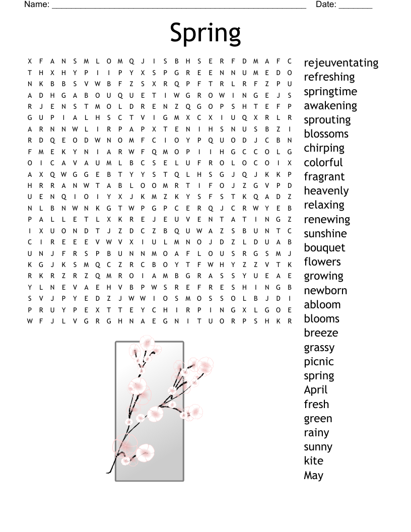 Spring Word Search WordMint Spring Word Search WordMint