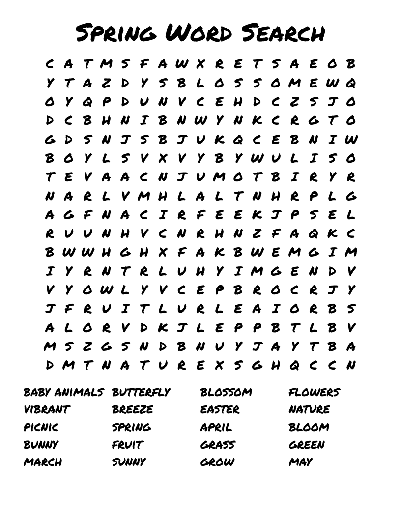Spring Word Search Free Printable Large Print Spring Word Search Free Printable Large Print