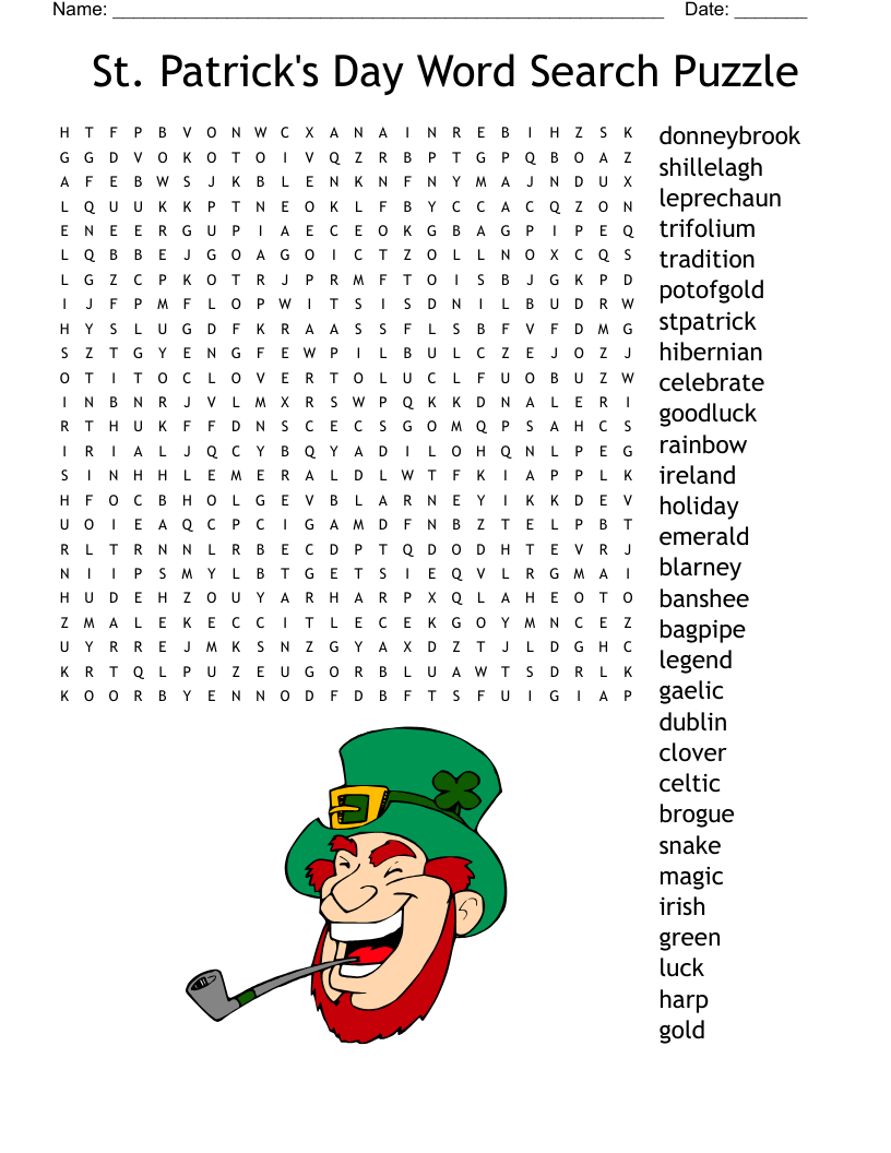 St Patrick's Day Word Searches Printable