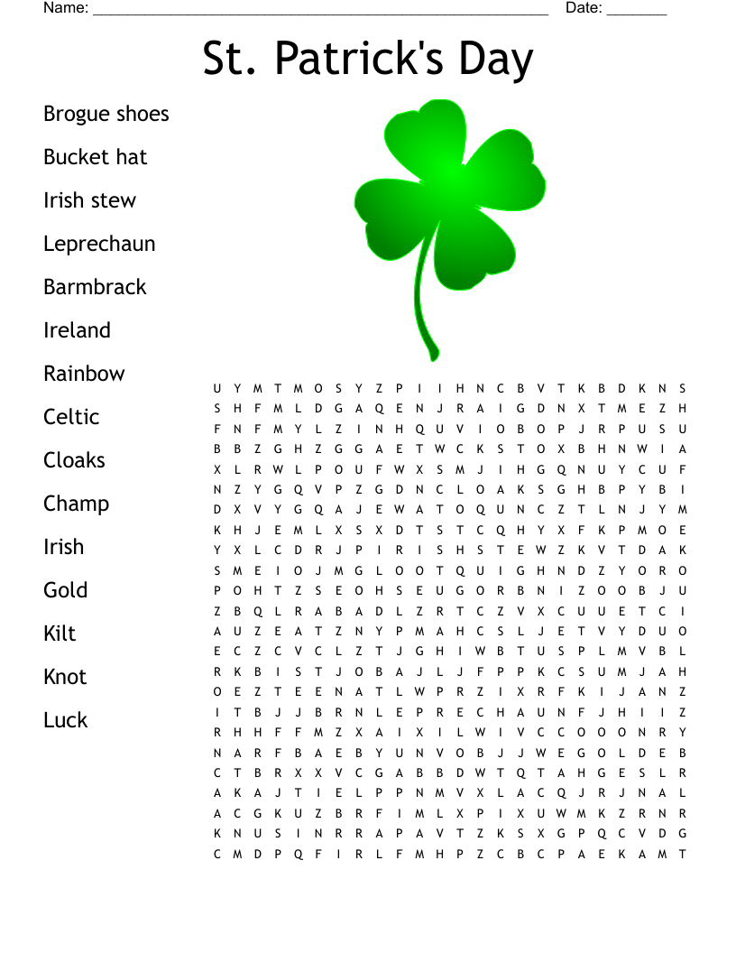 Free St Patrick's Day Word Searches Printable Free St Patrick's Day Word Searches Printable