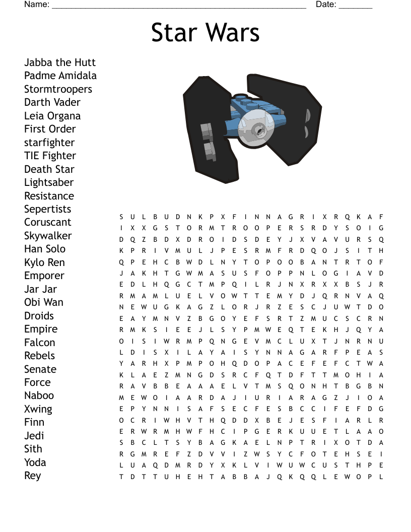 Star Wars Word Search WordMint