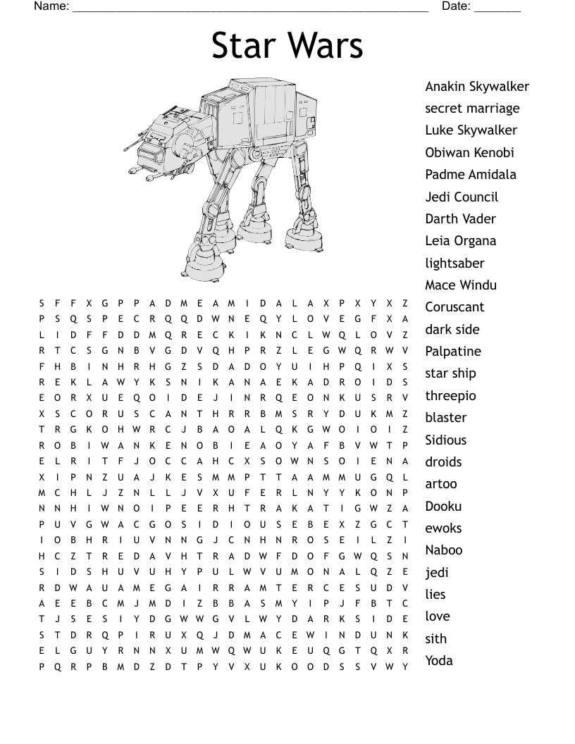 Star Wars Word Search WordMint Star Wars Word Search WordMint