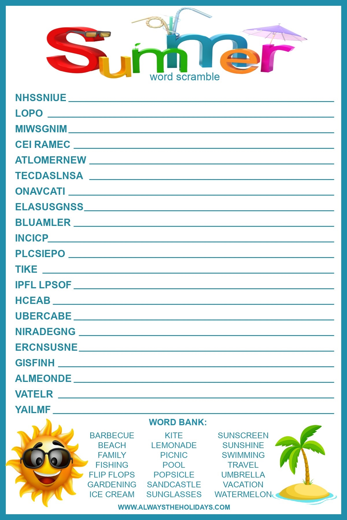 Printable Word Searches For Adults Summer Printable Word Searches For Adults Summer
