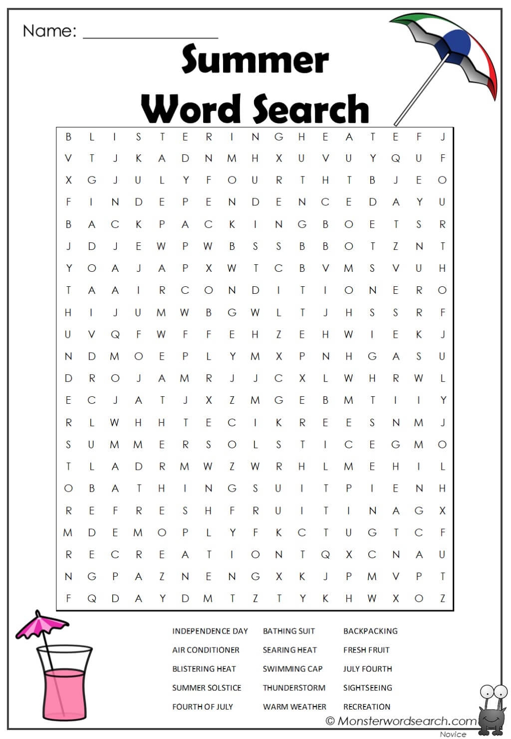Free Printable Summer Word Searches