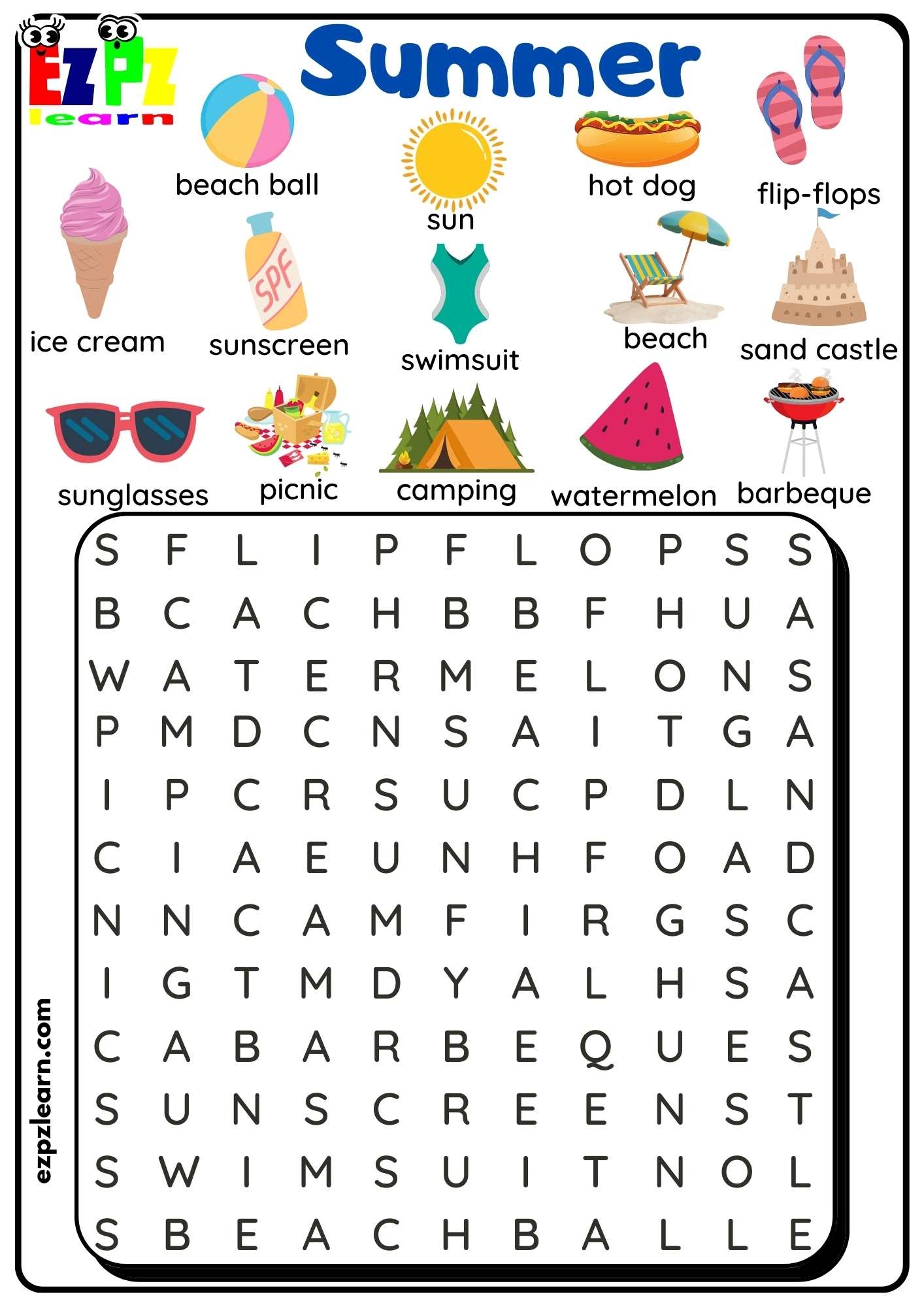 Summer Word Search Free PDF Download Ezpzlearn Summer Word Search Free PDF Download Ezpzlearn