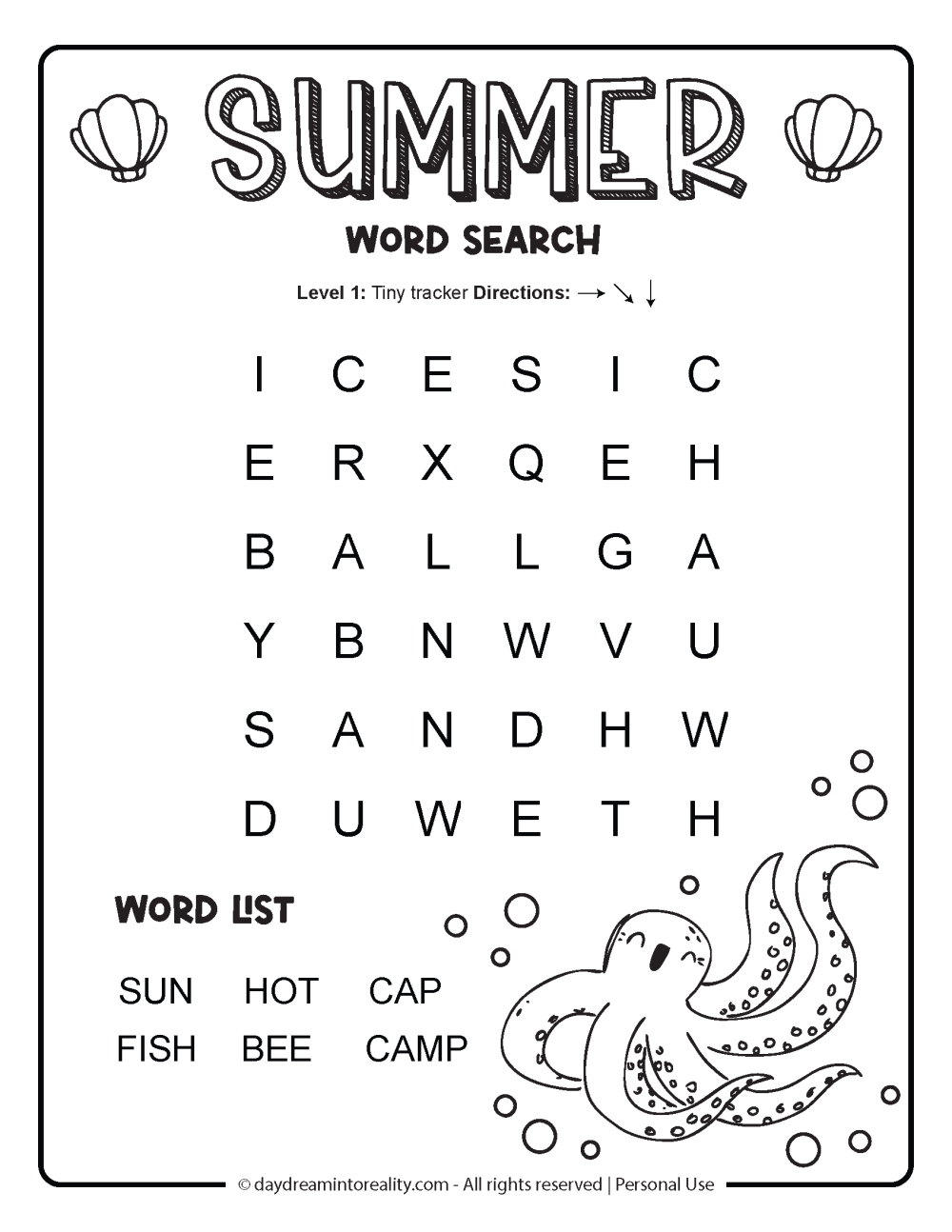 Summer Word Search Free PDF Printables 6 Levels Of Difficulty Daydream Into Reality Summer Word Search Free PDF Printables 6 Levels Of Difficulty Daydream Into Reality