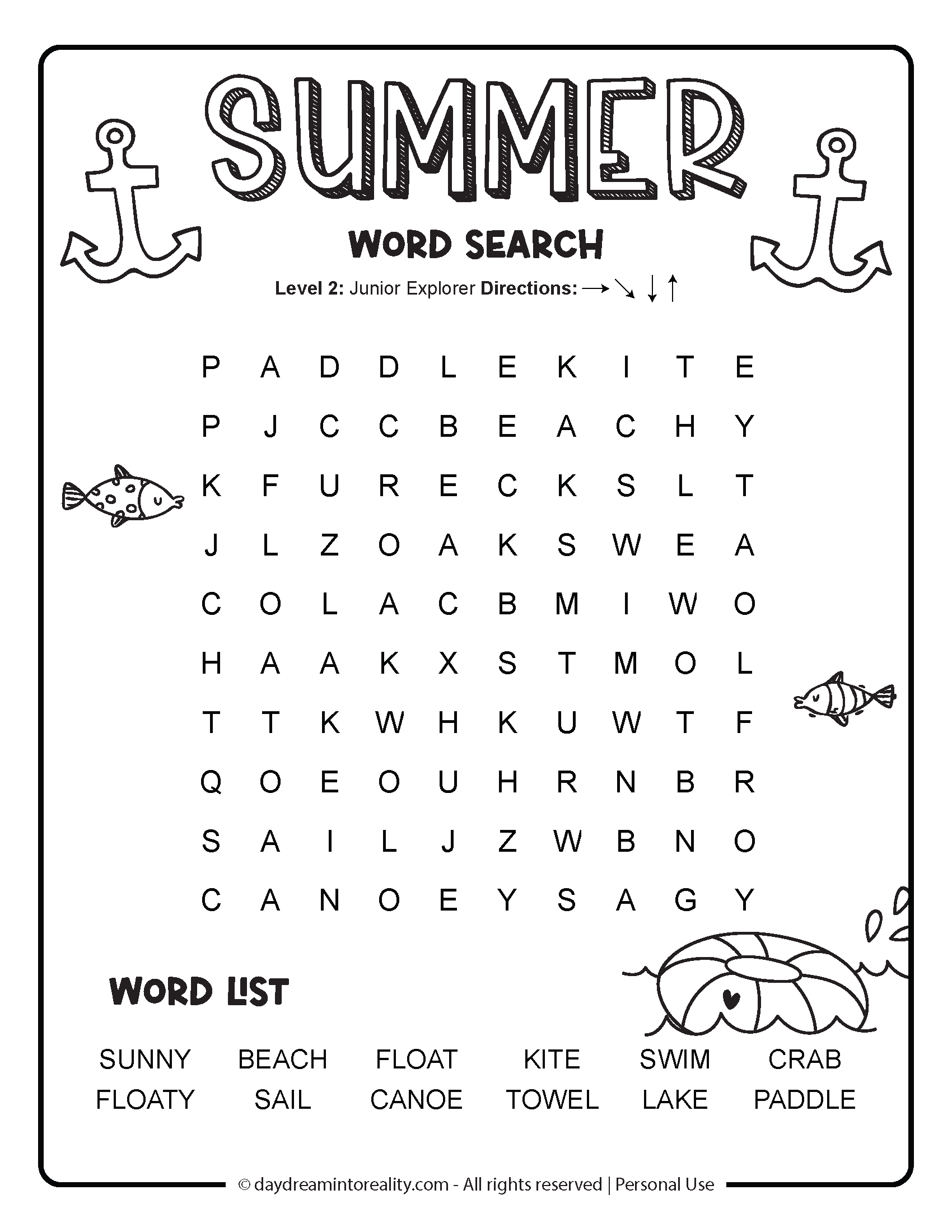 Summer Word Search Free PDF Printables 6 Levels Of Difficulty Daydream Into Reality Summer Word Search Free PDF Printables 6 Levels Of Difficulty Daydream Into Reality
