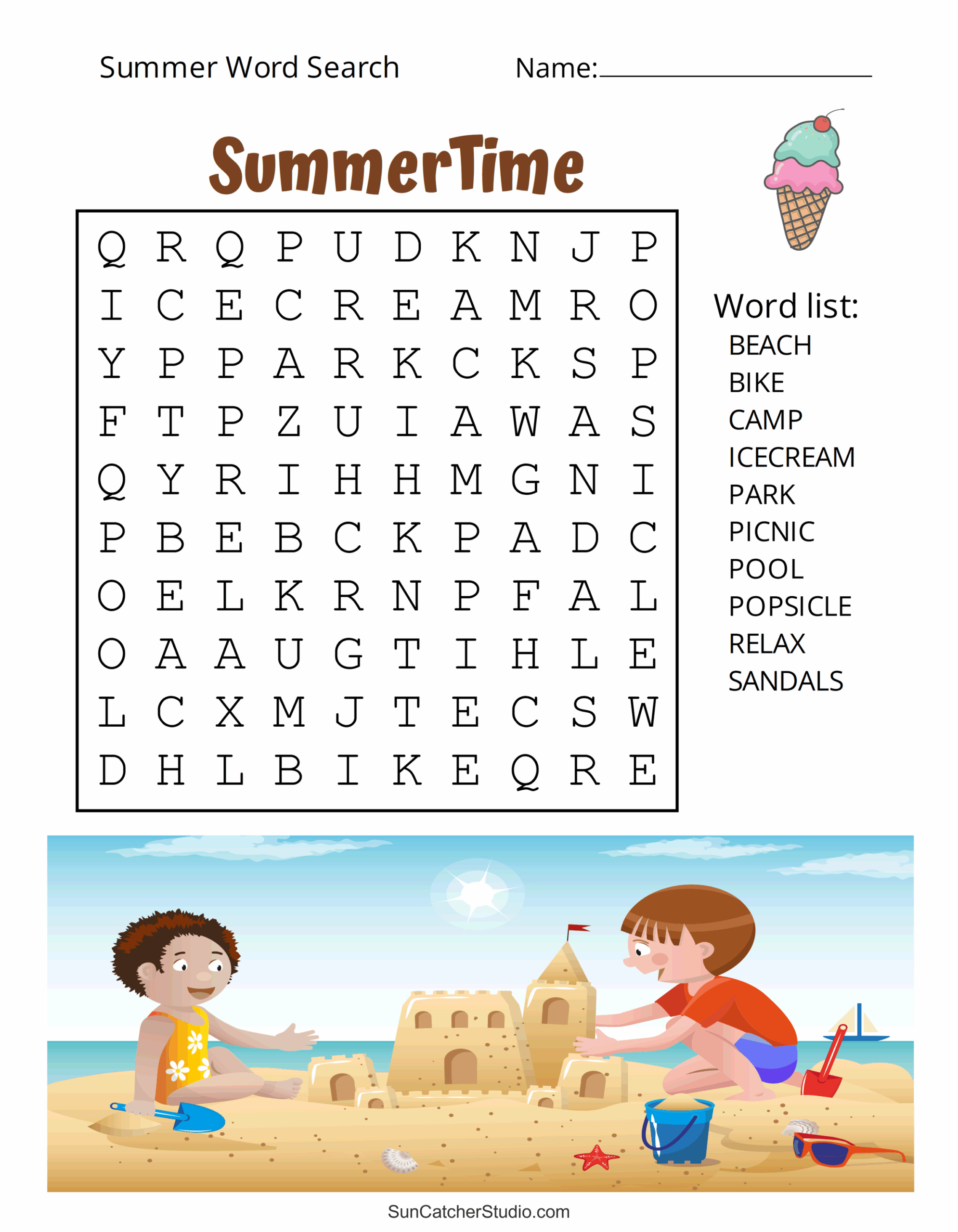 Summer Word Search Printable Difficult