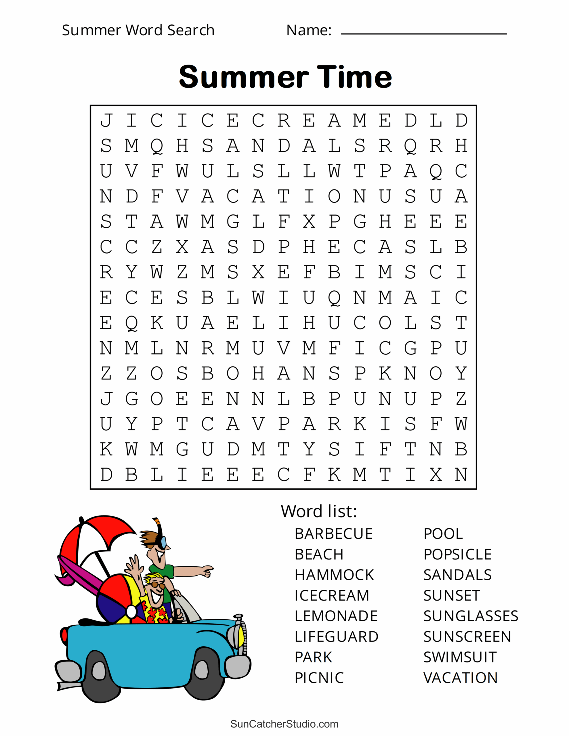 Summer Word Search Printable Adults