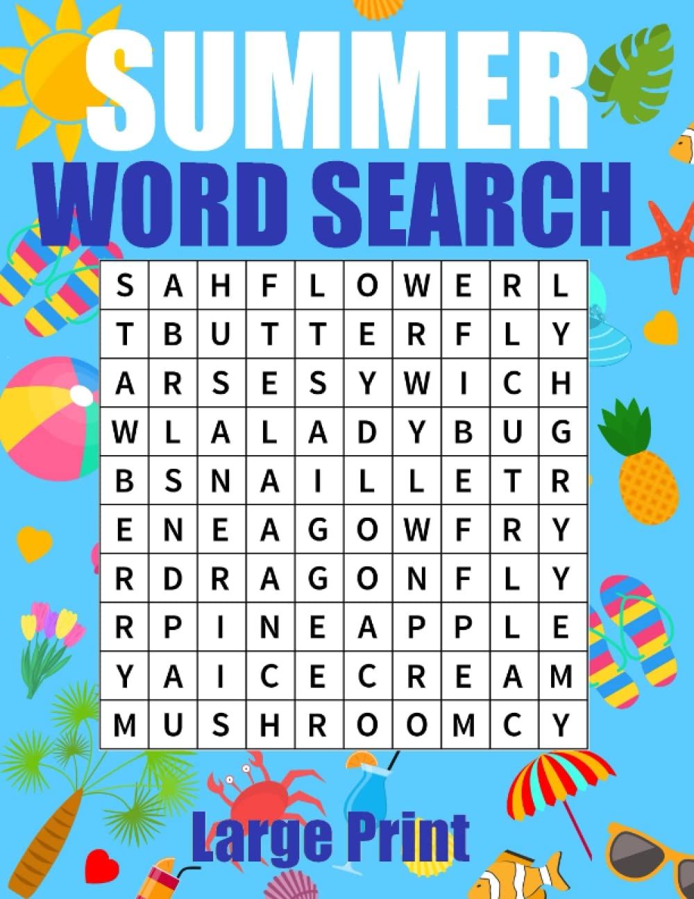Printable Summer Word Search Large Print