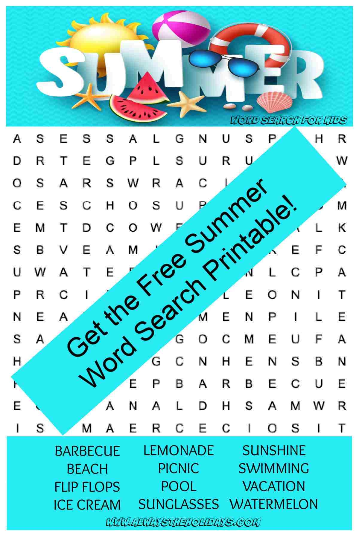 Kids Word Search Printable Summer Kids Word Search Printable Summer