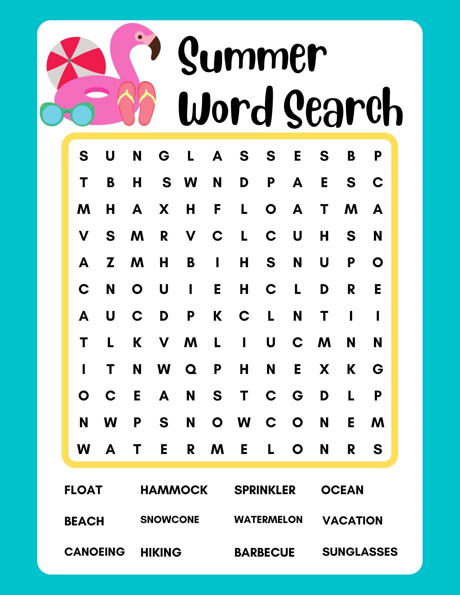 Summer Word Search Printable Kids Summer Word Search Printable Kids