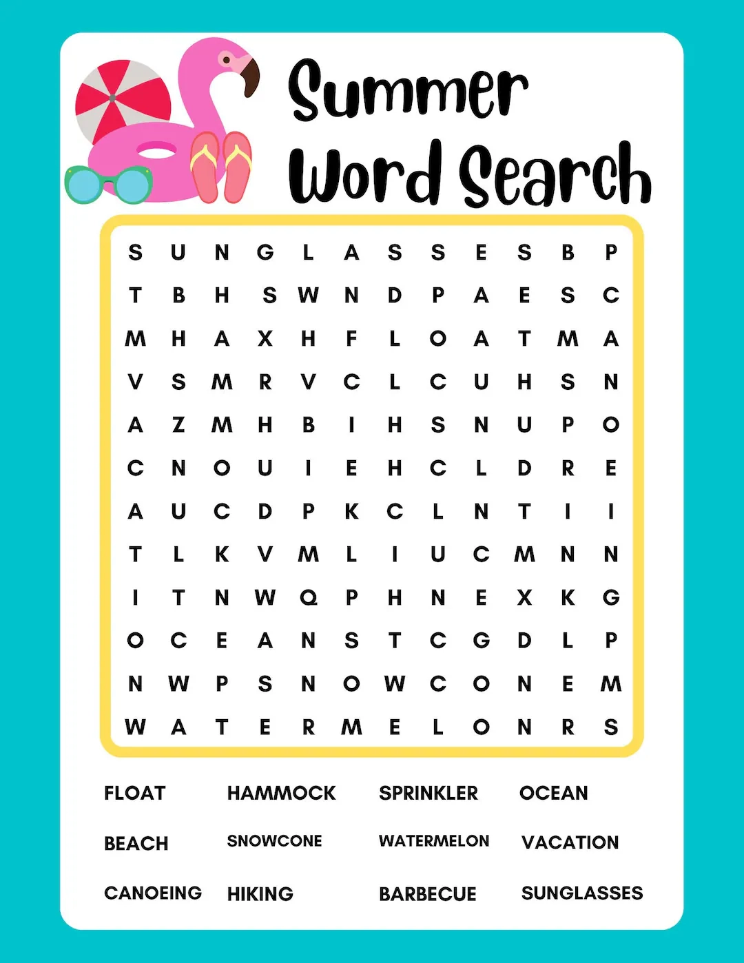 Summer Word Search Printable Instant Download PDF Etsy Summer Word Search Printable Instant Download PDF Etsy