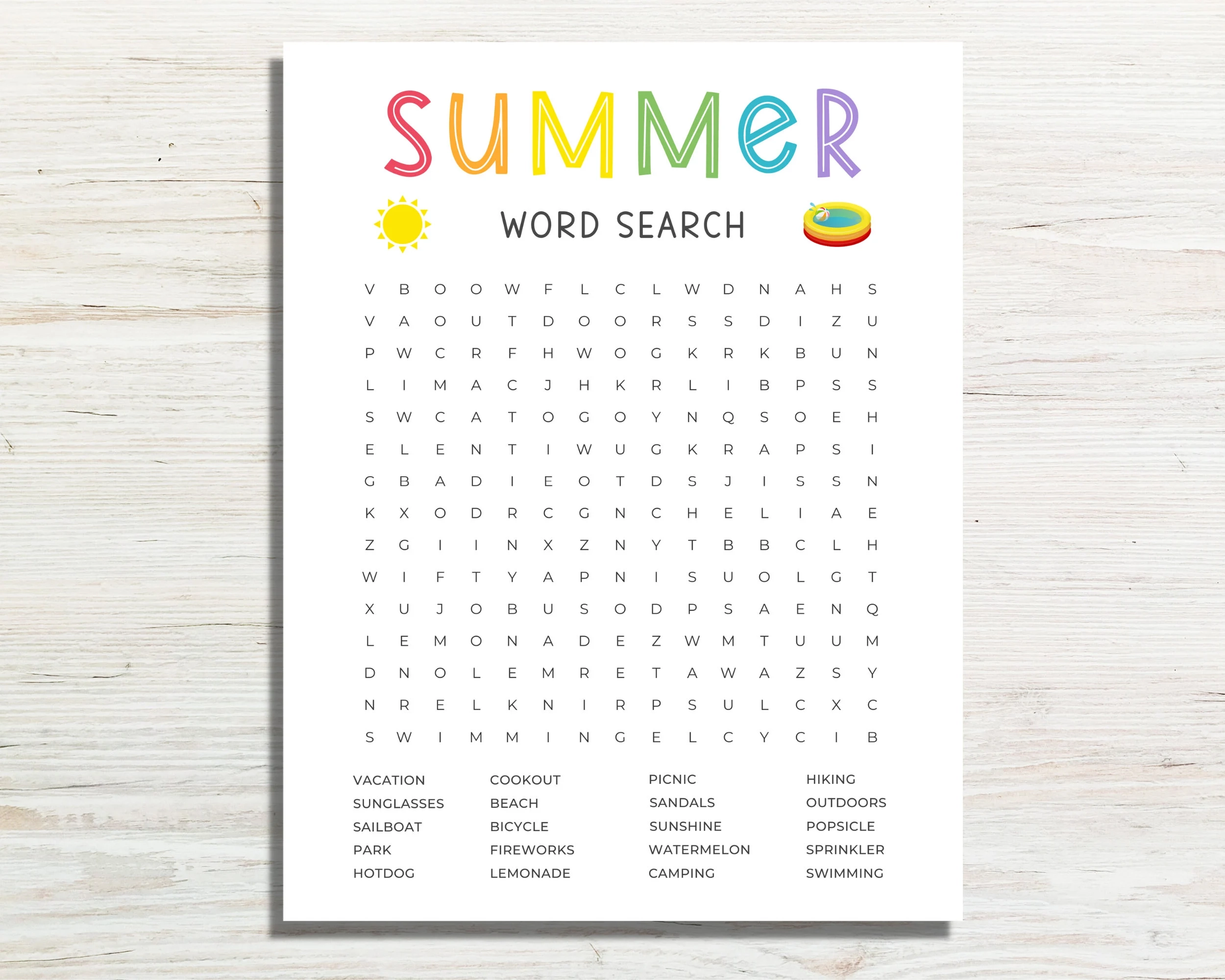 Summer Word Search Printable Summertime Games Fun Summer Summer Word Search Printable Summertime Games Fun Summer