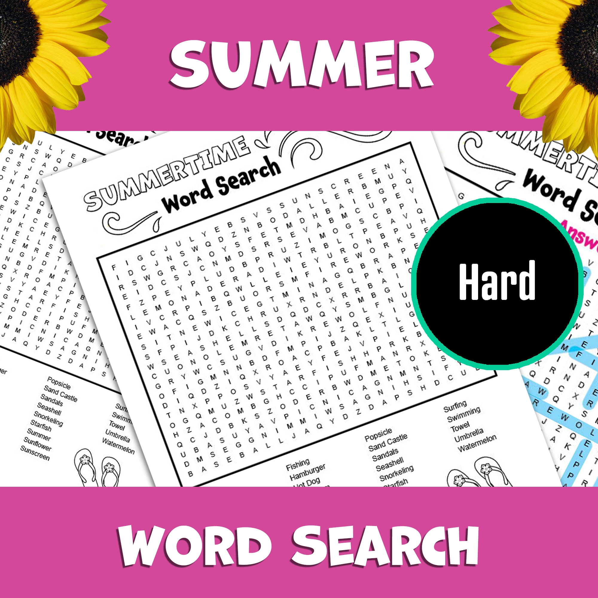 Word Search Printable Summer Hard Word Search Printable Summer Hard