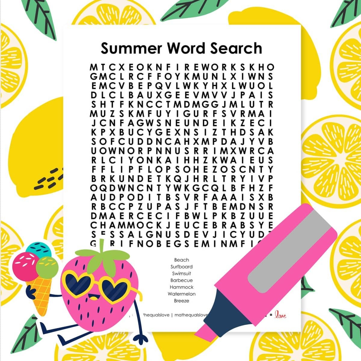 Summer Word Search Puzzle Math Love Summer Word Search Puzzle Math Love