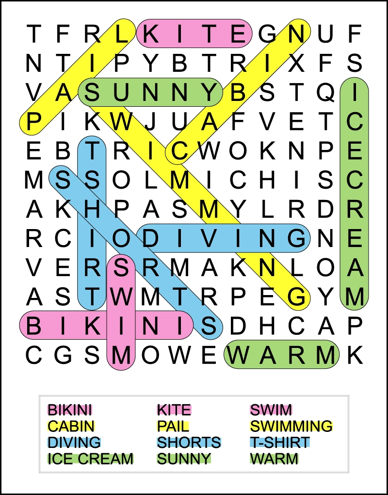Summer Word Search Puzzles For Kids Summer Word Search Puzzles For Kids