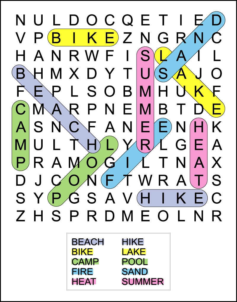 Summer Word Search Puzzles For Kids Summer Word Search Puzzles For Kids
