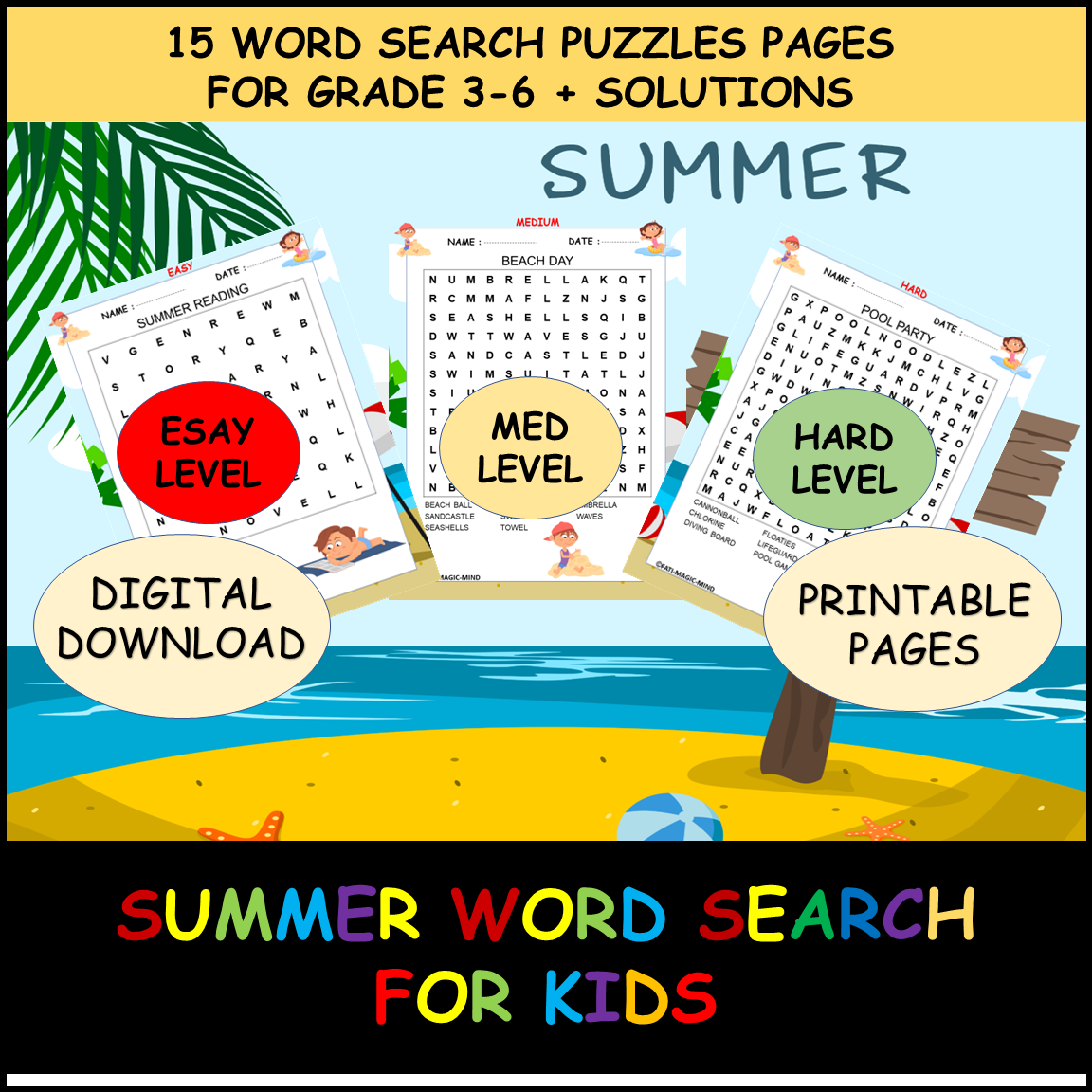 Summer Word Search Puzzles Grade 3 6 15 Fun End Of Year Printable Summer Word Search Puzzles Grade 3 6 15 Fun End Of Year Printable