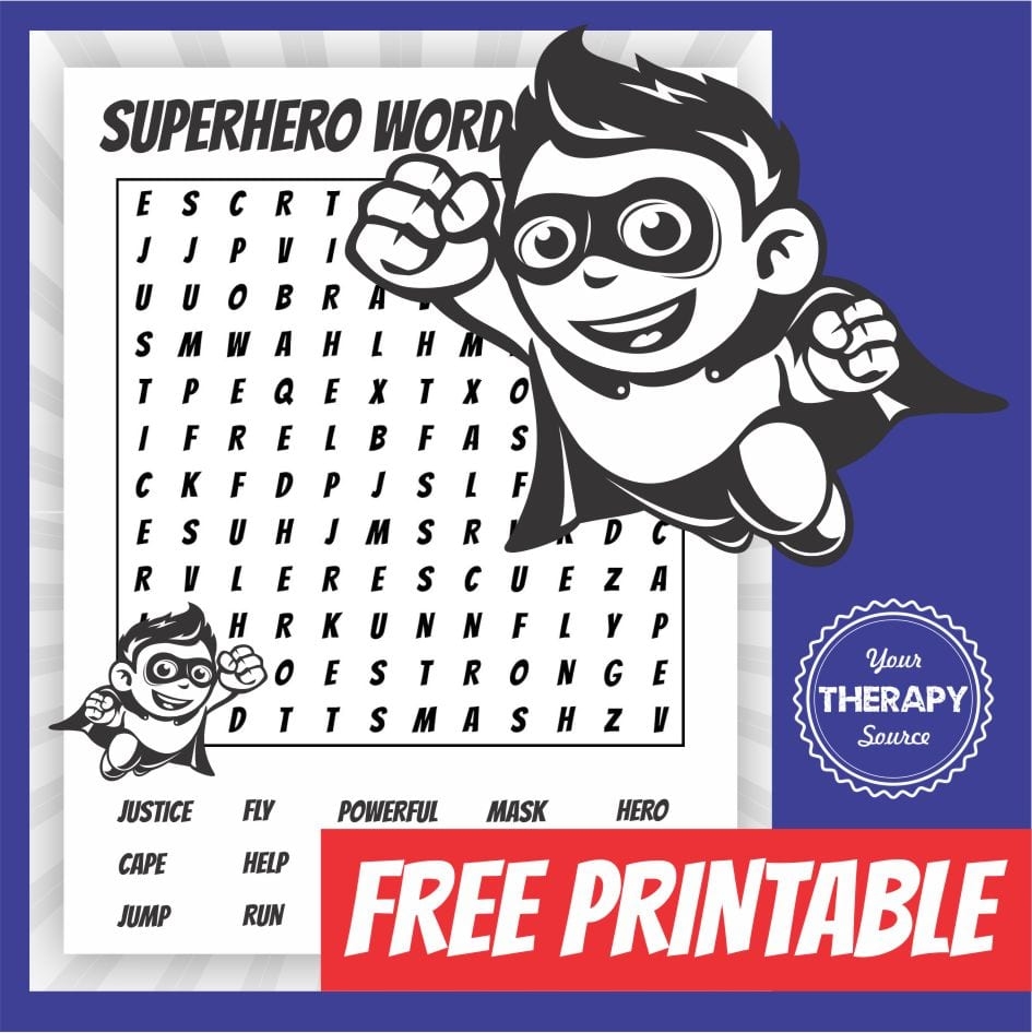 Superhero Word Search Printable Superhero Word Search Printable