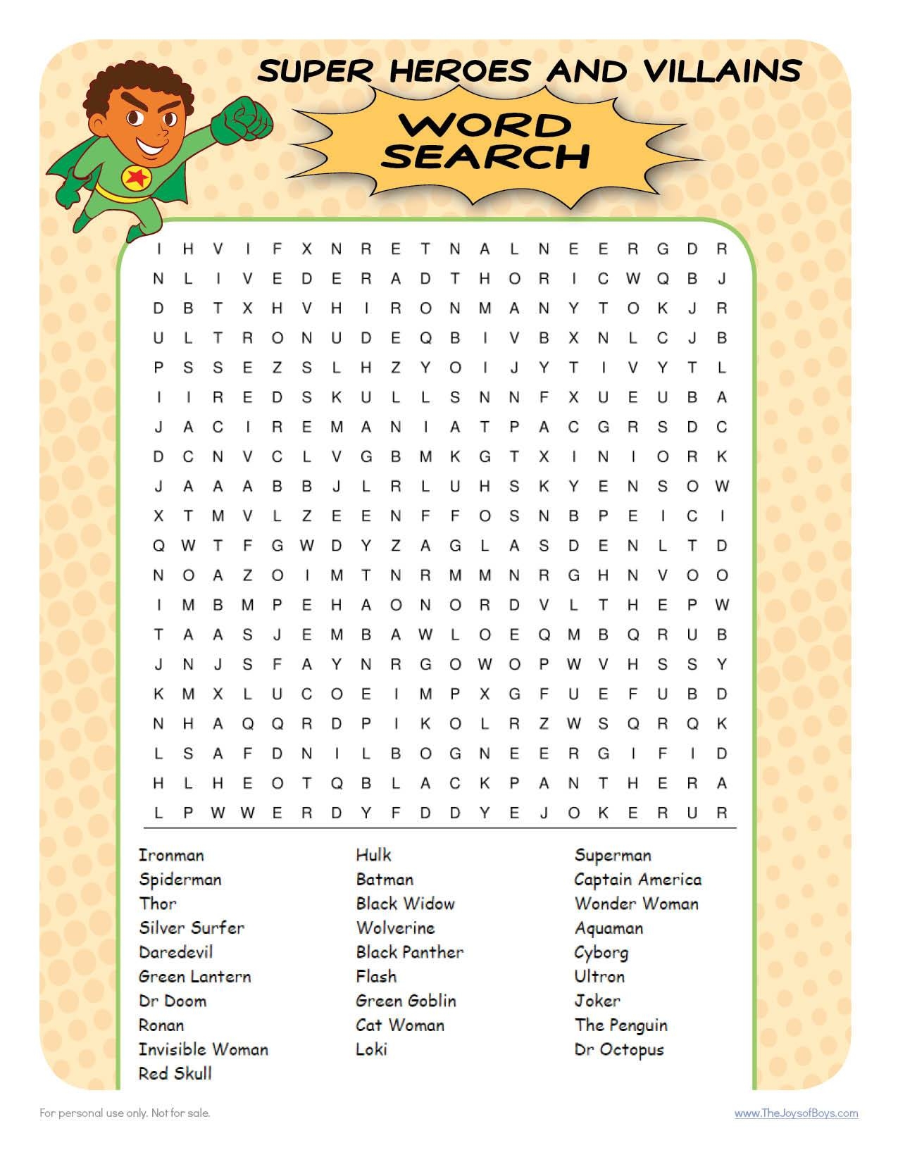 Superhero Word Search Easy Party Game Superhero Word Search Easy Party Game